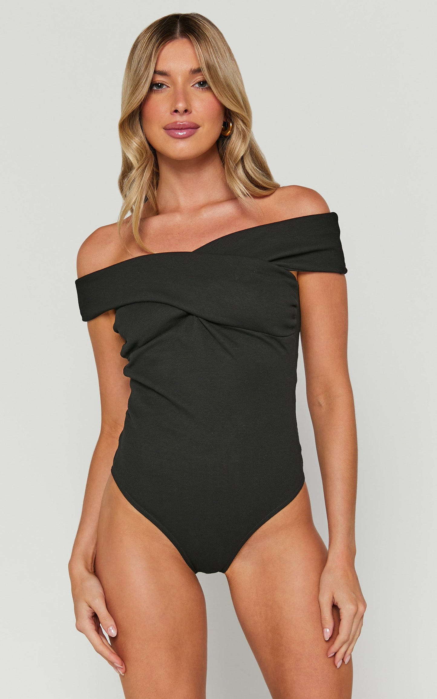Everlane Bodysuit - Off Shoulder Wrap Bodysuit in Black