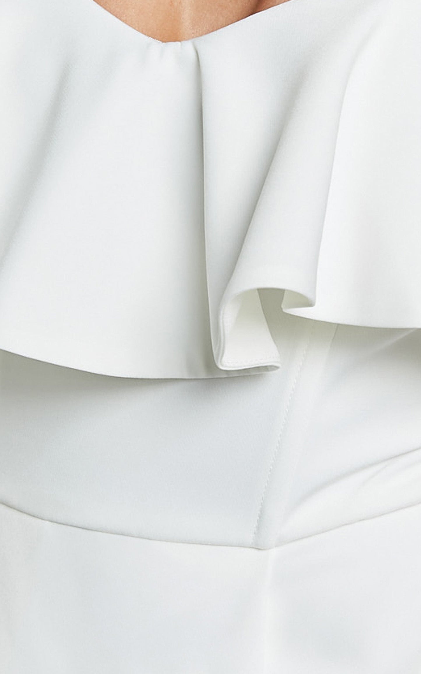 Evie Playsuit - Strapless Frill Detail Playsuit in Ivory