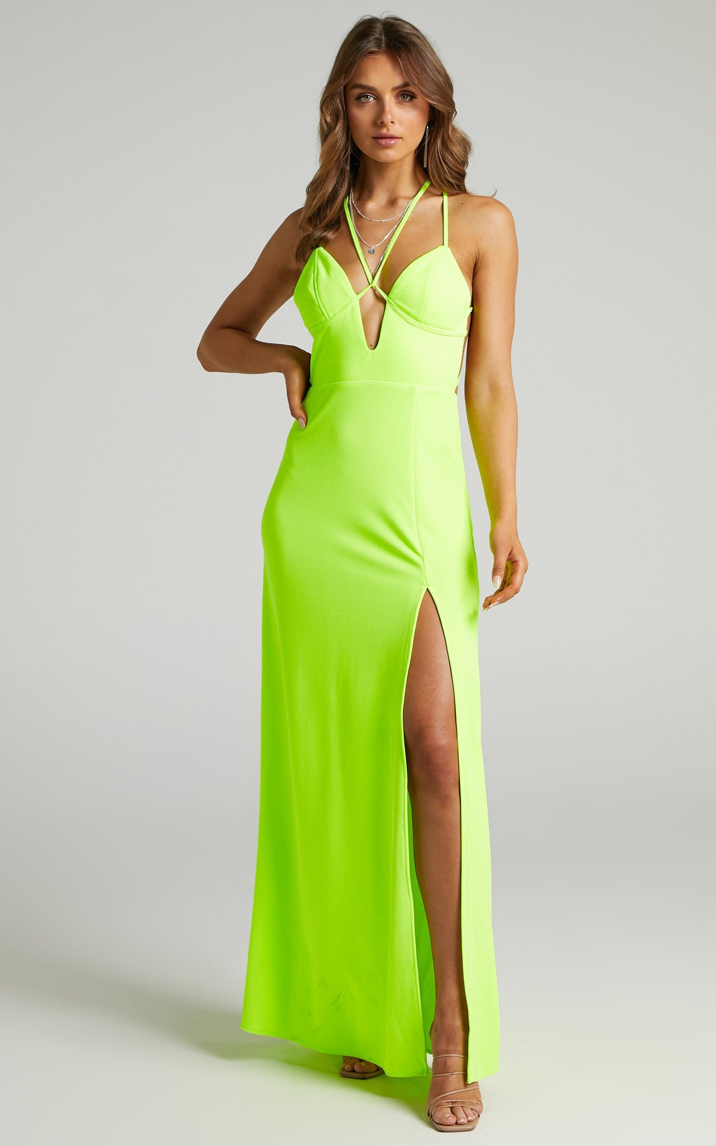 Evnika Midi Dress - Strappy Dress with Low Back in Green