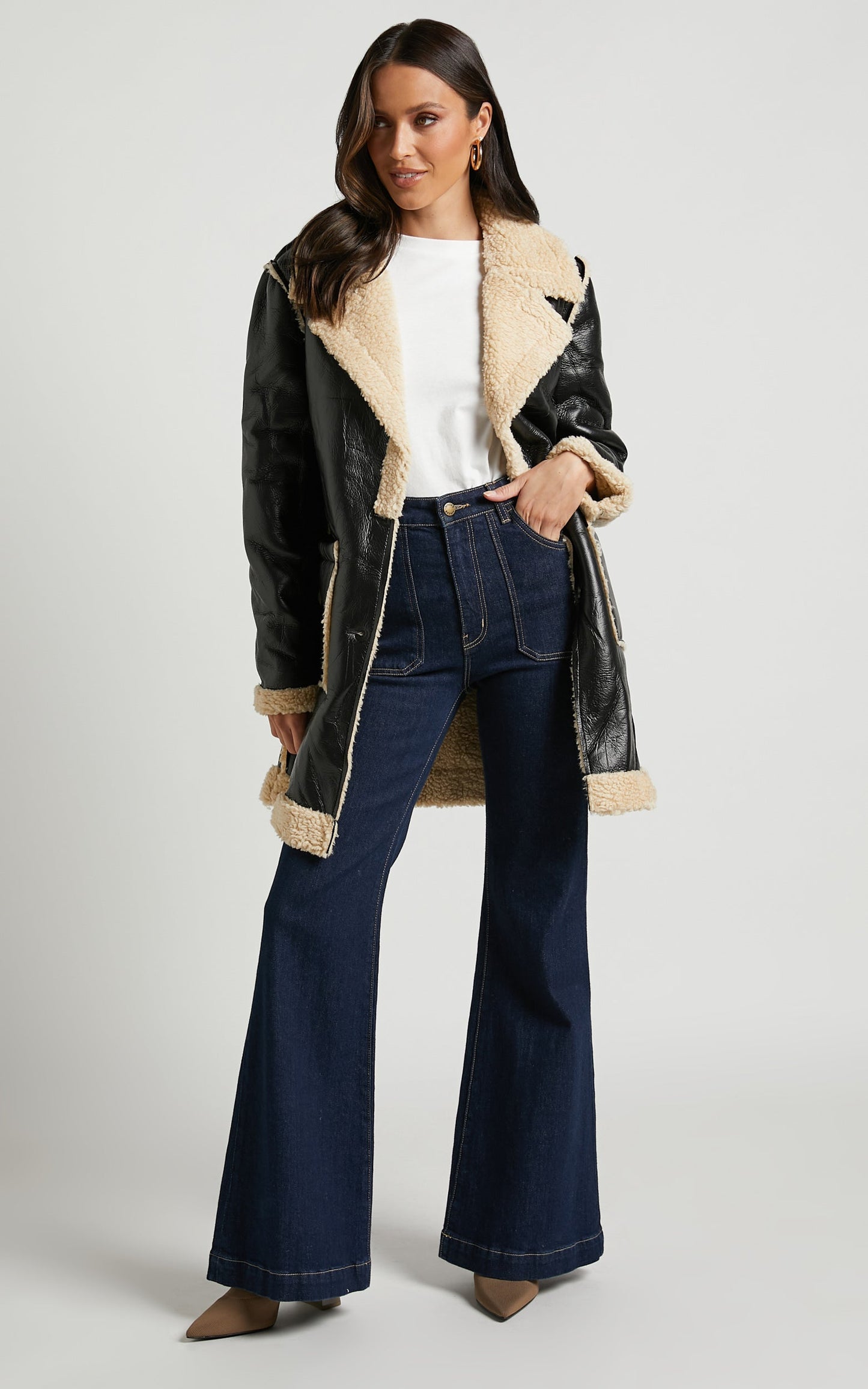 Ezra Jacket - Shearling Aviator Jacket in Black