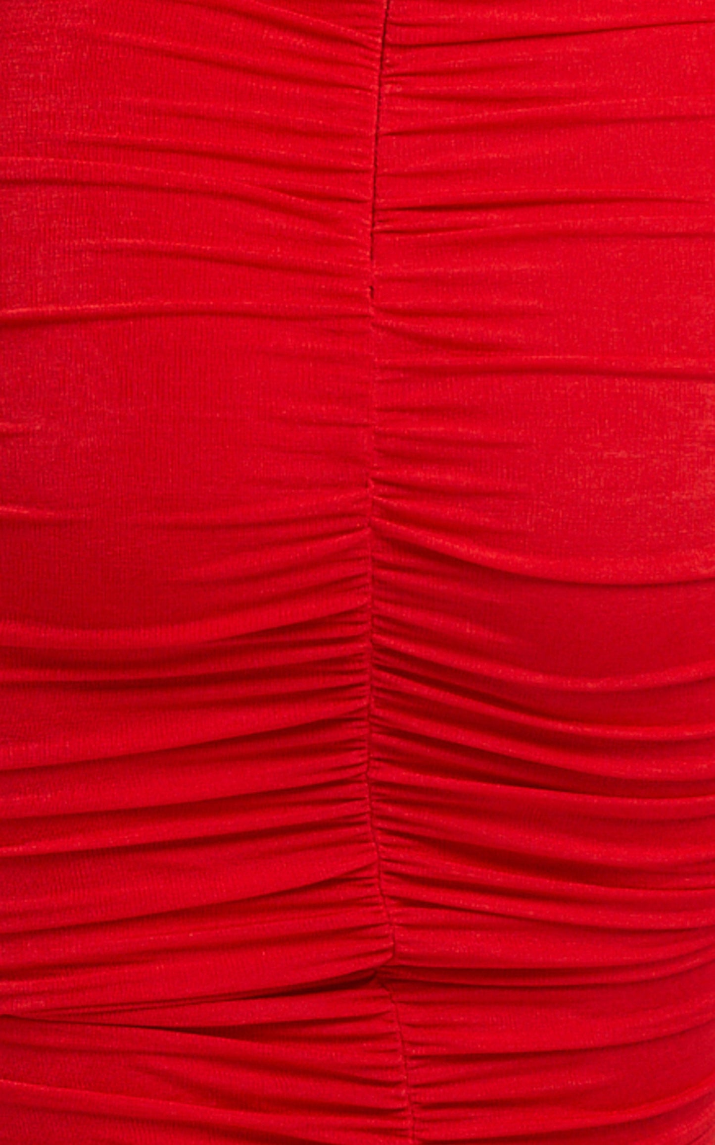 Selita Midi Dress -  Ruched High Neck Dress in Red