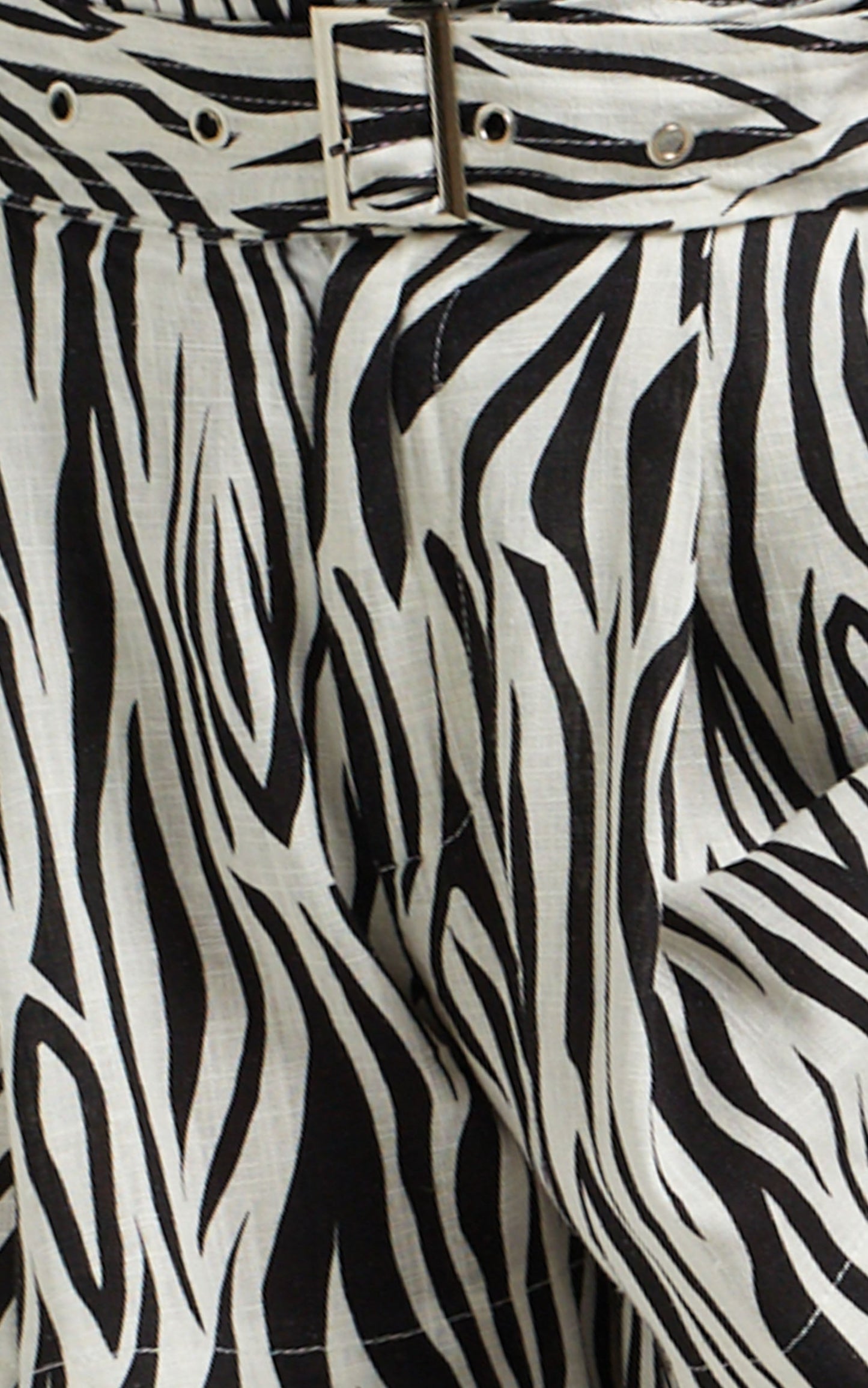 Zora Shorts - Linen High Waisted Paper Bag Shorts in Zebra Print