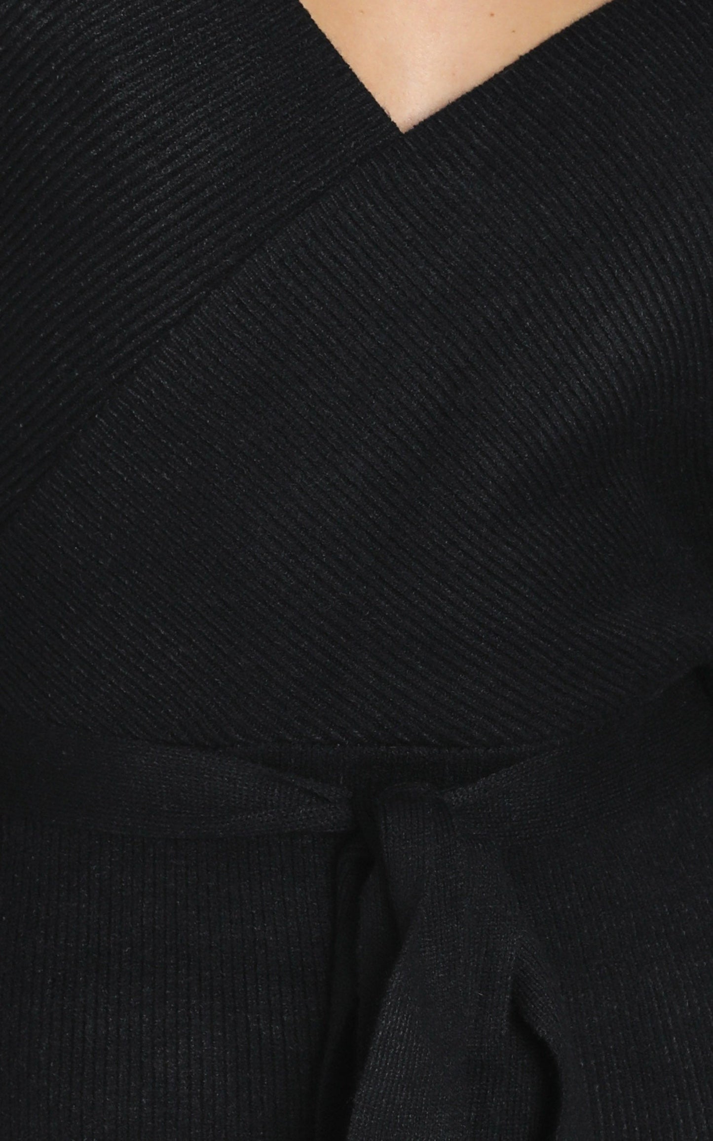 Don't Fall Down Mini Dress - Long Sleeve Knit Dress in Black