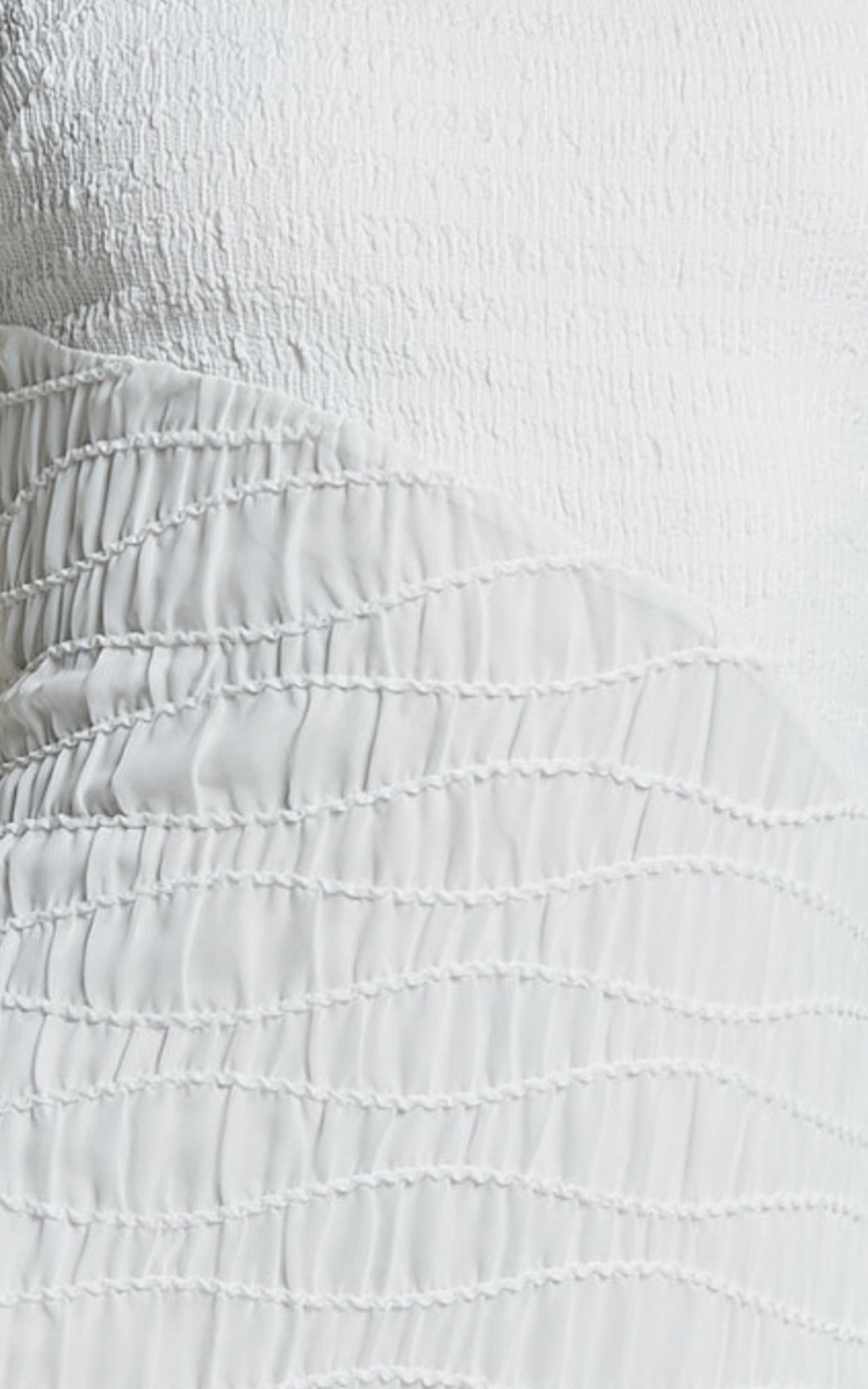 Fabia Maxi Dress - Shirred Panel Detail Dress with Bow Strap Detail in White