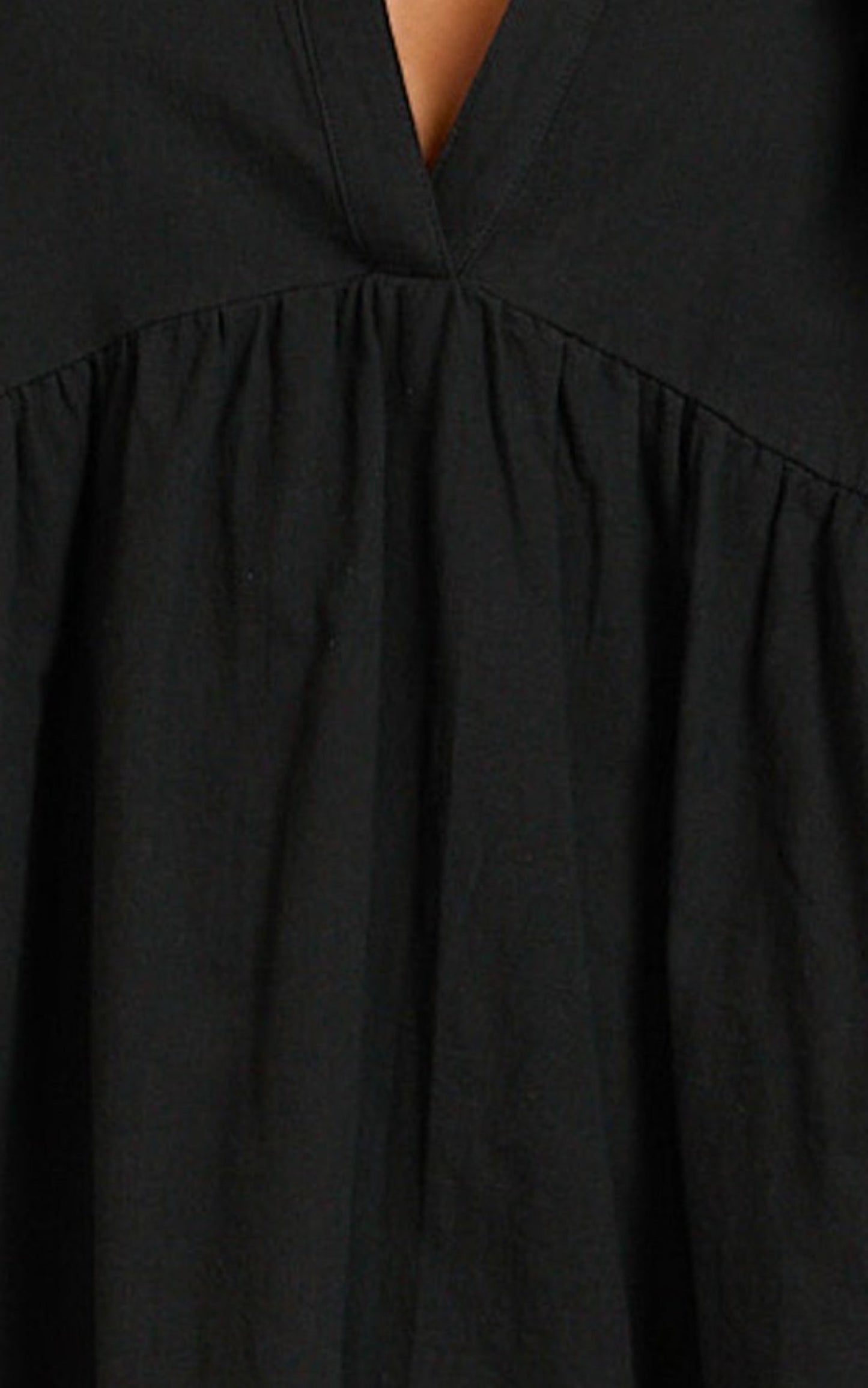 Calissa Mini Dress - Frill Hem Smock Dress in Black