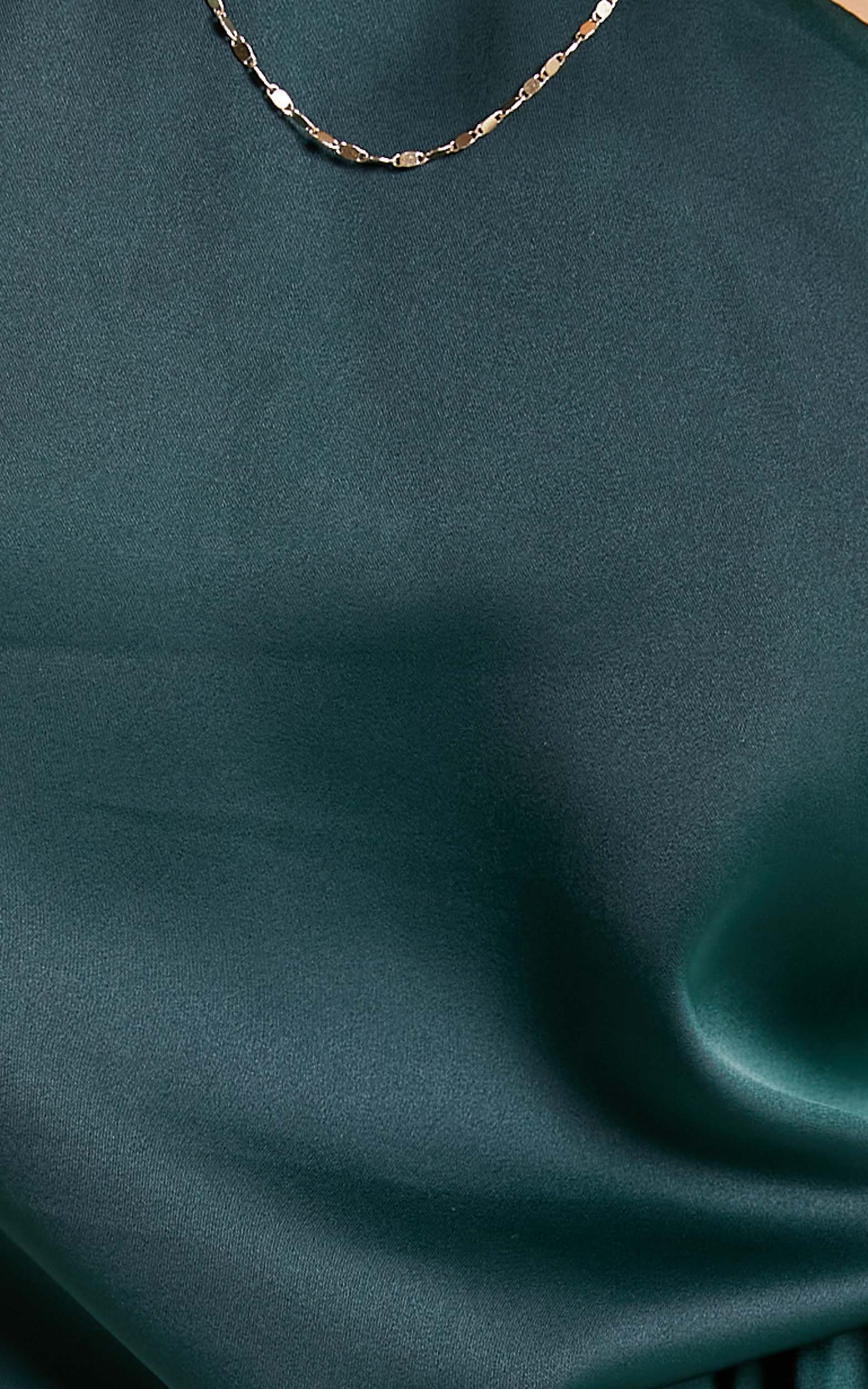 Vickie Top - One Shoulder Tie Front Top in Emerald