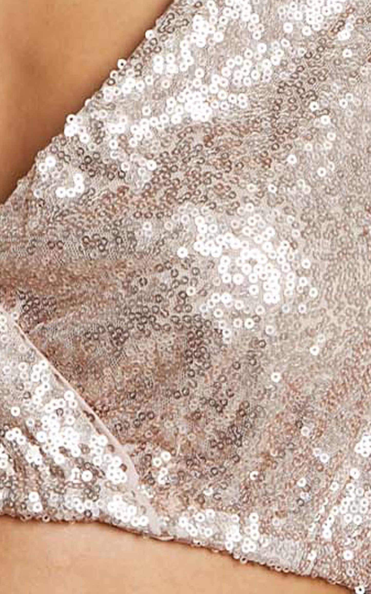 Looma Top - Sequin Long Sleeve Crop Top in Champagne