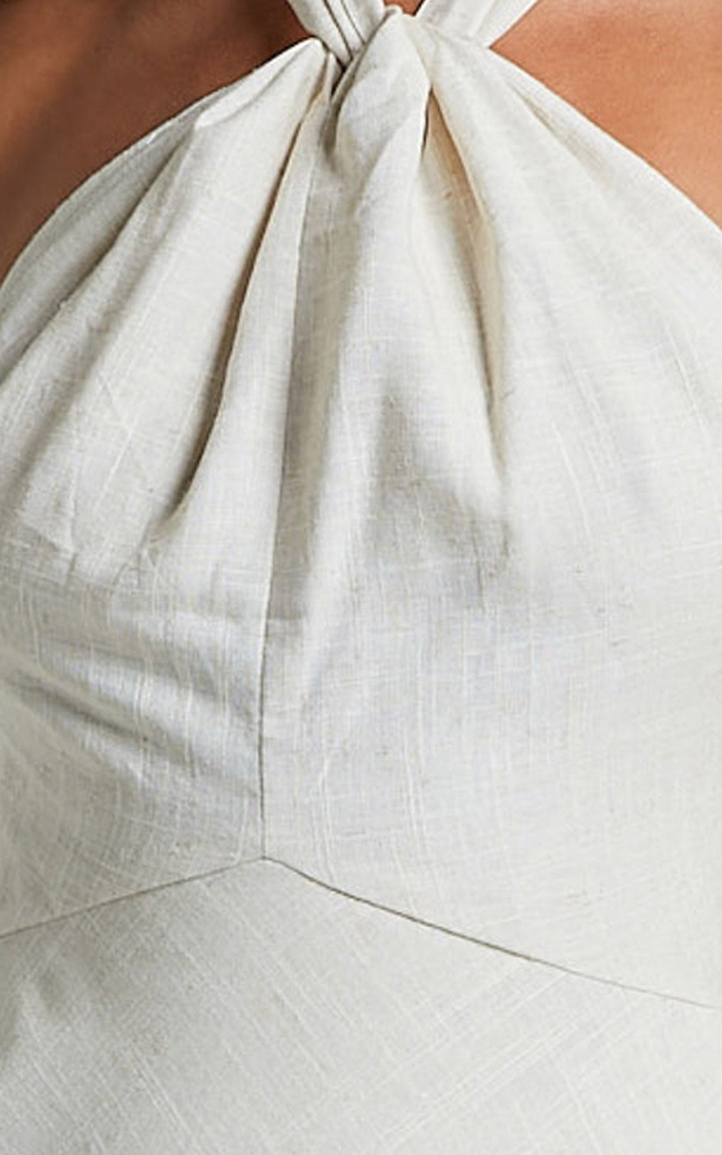 Louie Mini Dress - Linen Halter Neck Dress in Natural