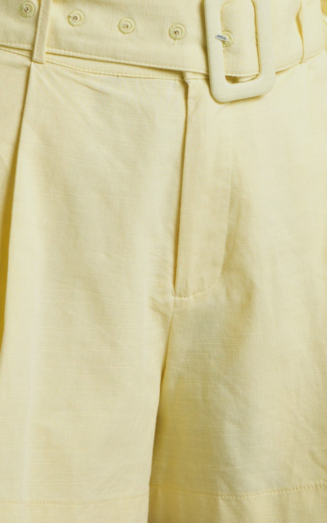 Seraphine Shorts - Linen High Waisted Belted Shorts in Lemon