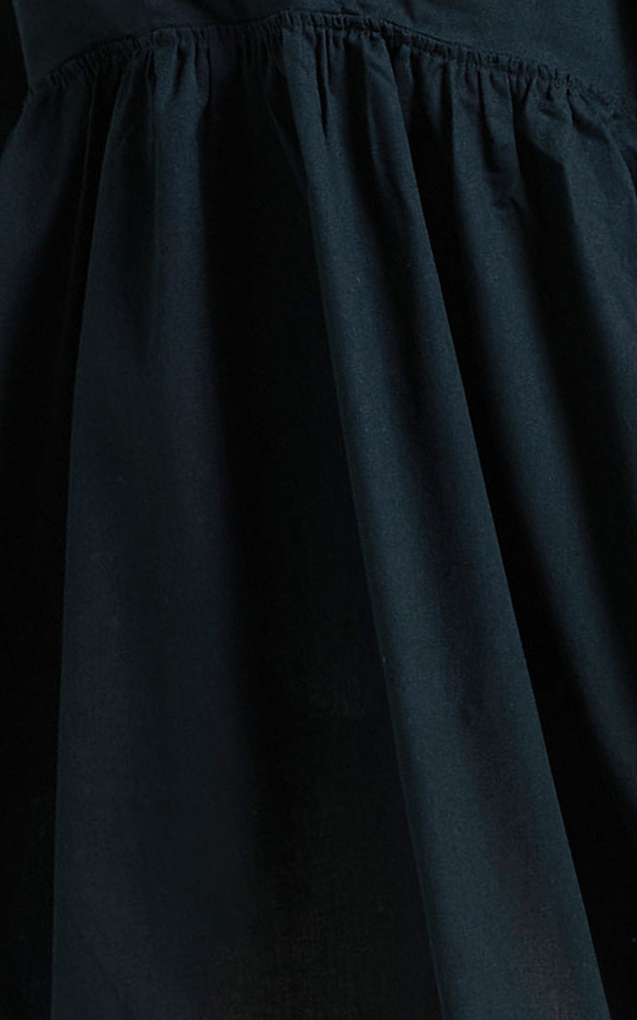 Akane Mini Dress - Linen Look V Neck 3/4 Sleeve Smock Dress in Black