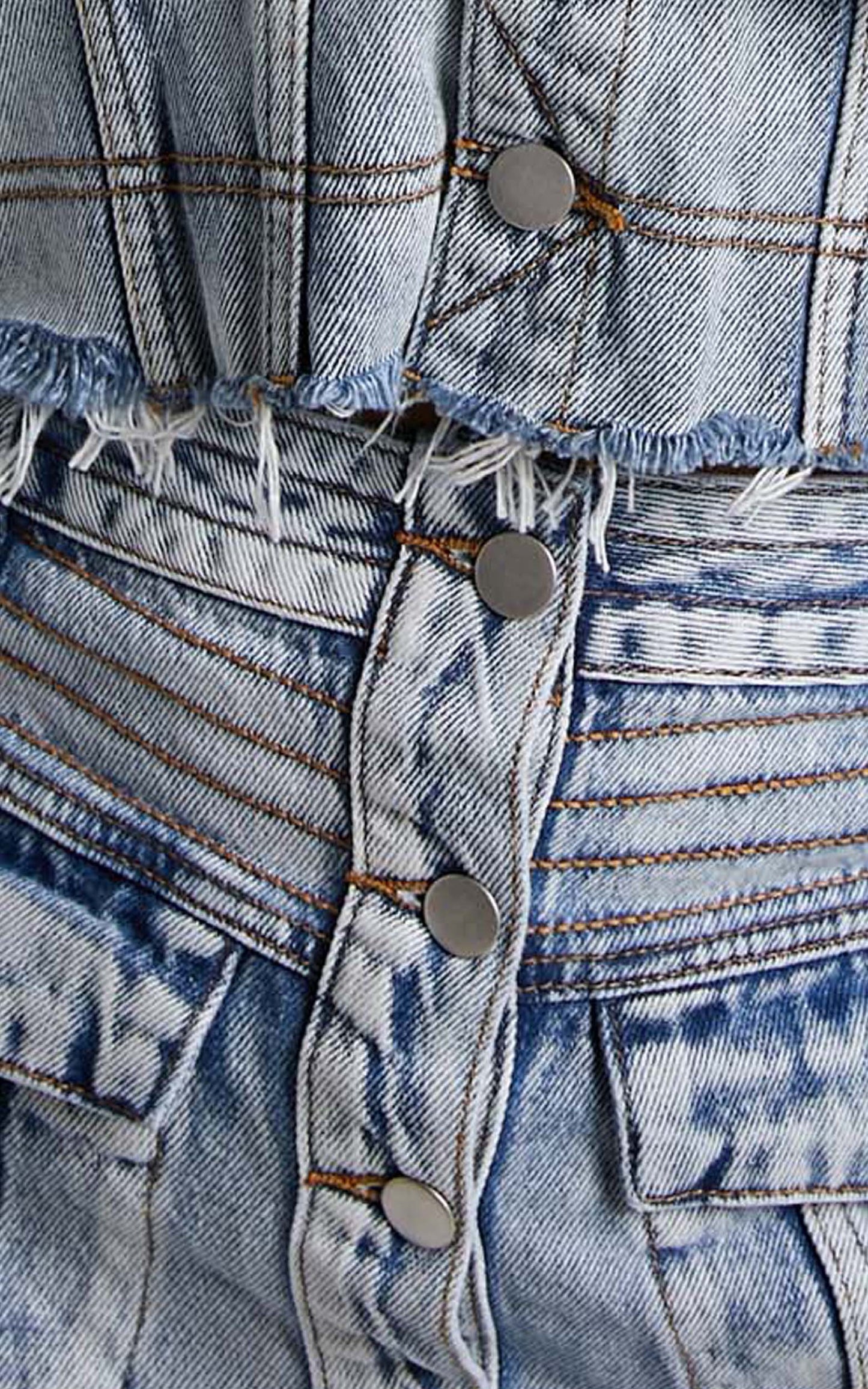 Alishba Jacket - Cotton Contrast Denim Jacket in Light Blue Wash
