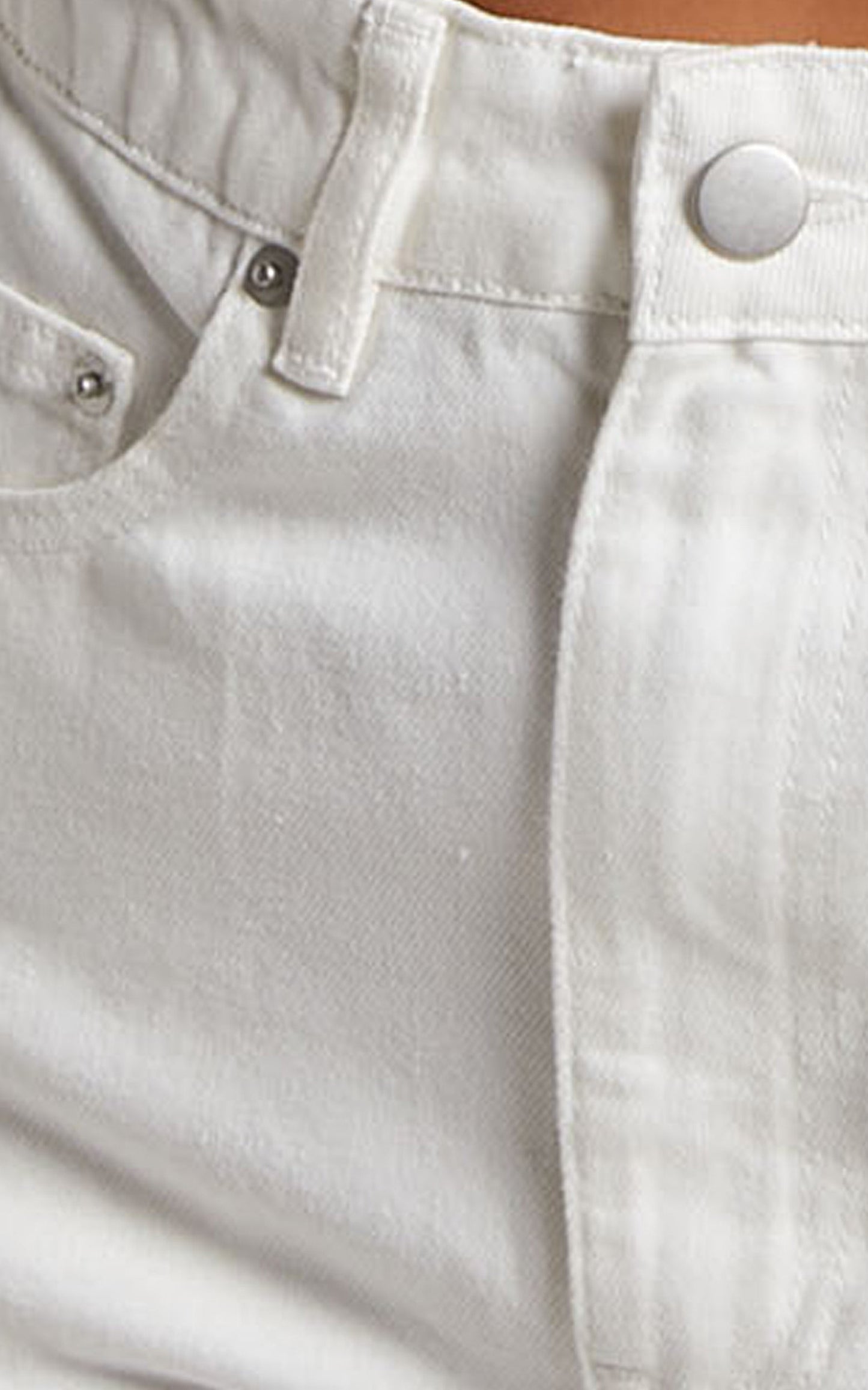 Ruffy Denim Shorts - Cotton Mom Fit Shorts in White