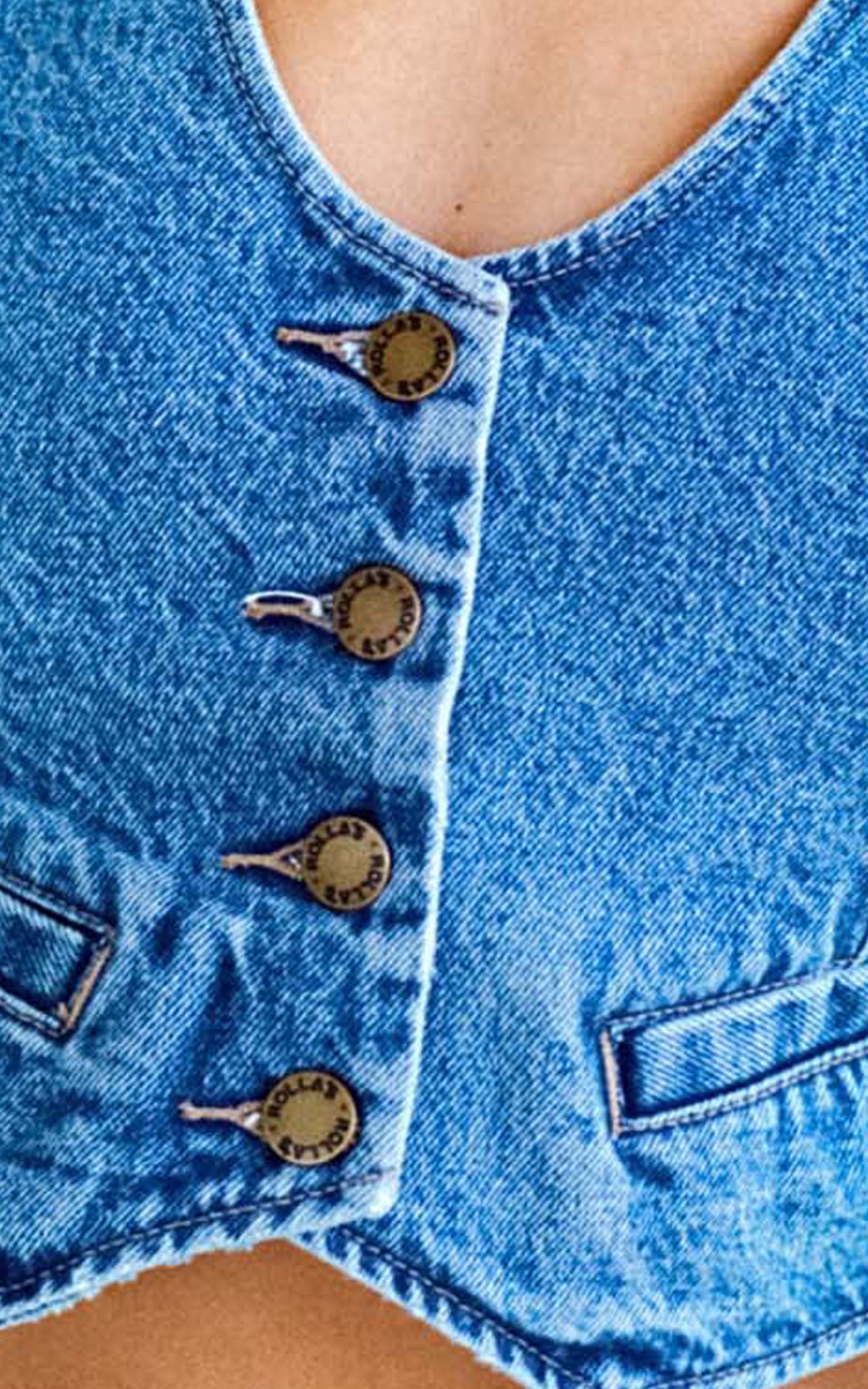 Rolla's - DALLAS VEST CHLOE RECYCLED in Mid Vintage Blue