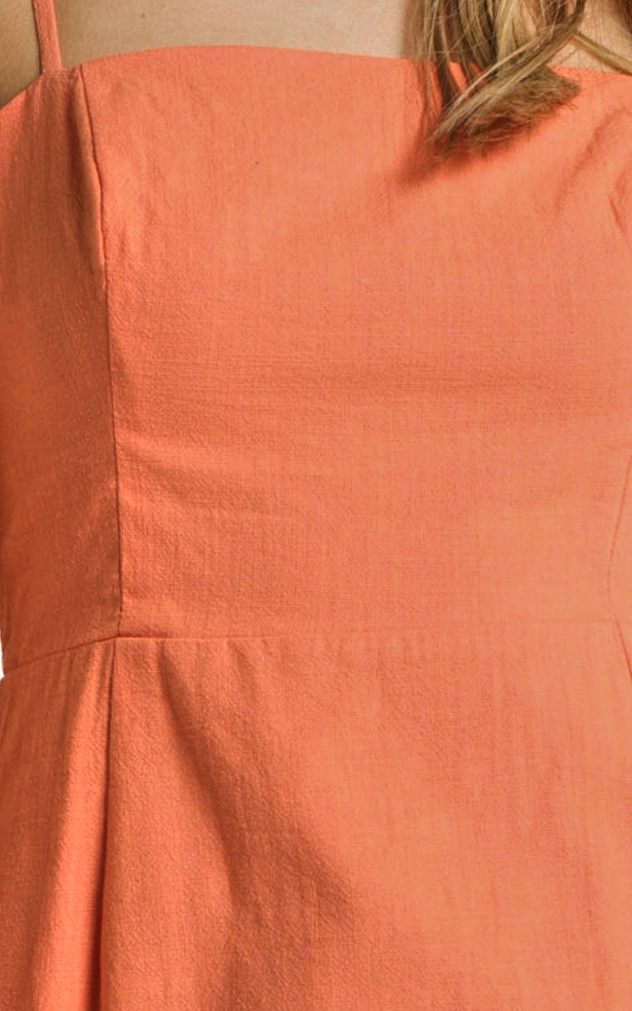 Marsha Midi Linen Blend Dress - High Split Slip Dress in Orange