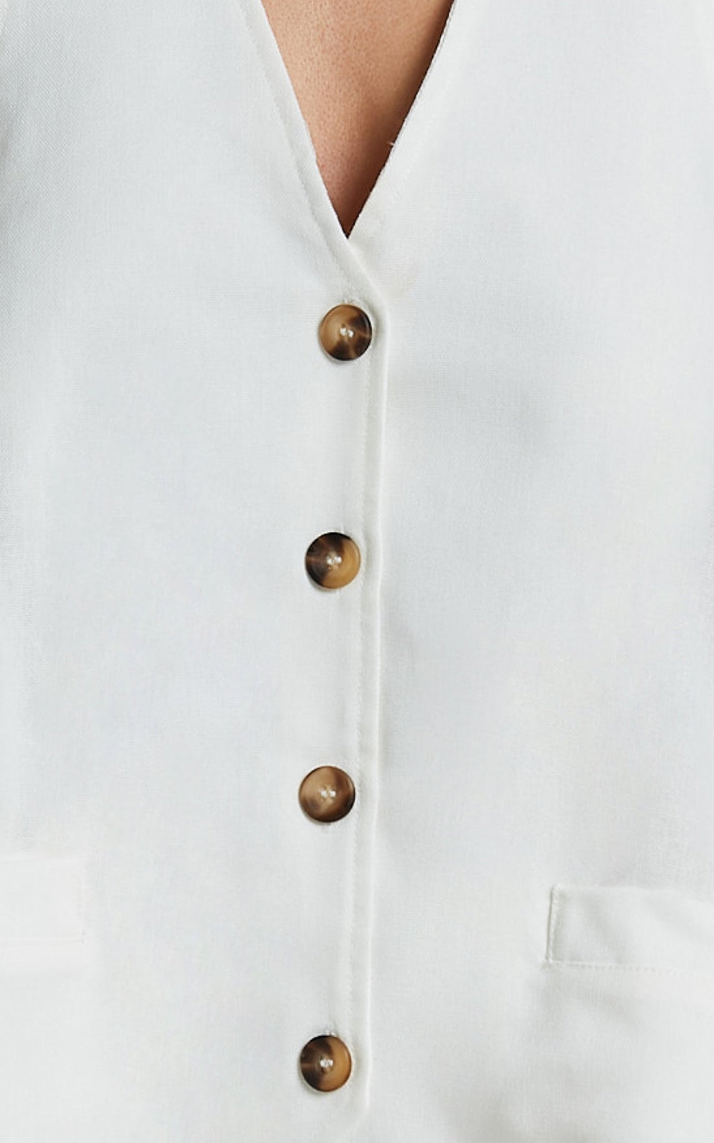 Alonzo Vest - Linen Halter Neck Vest with Pockets in White