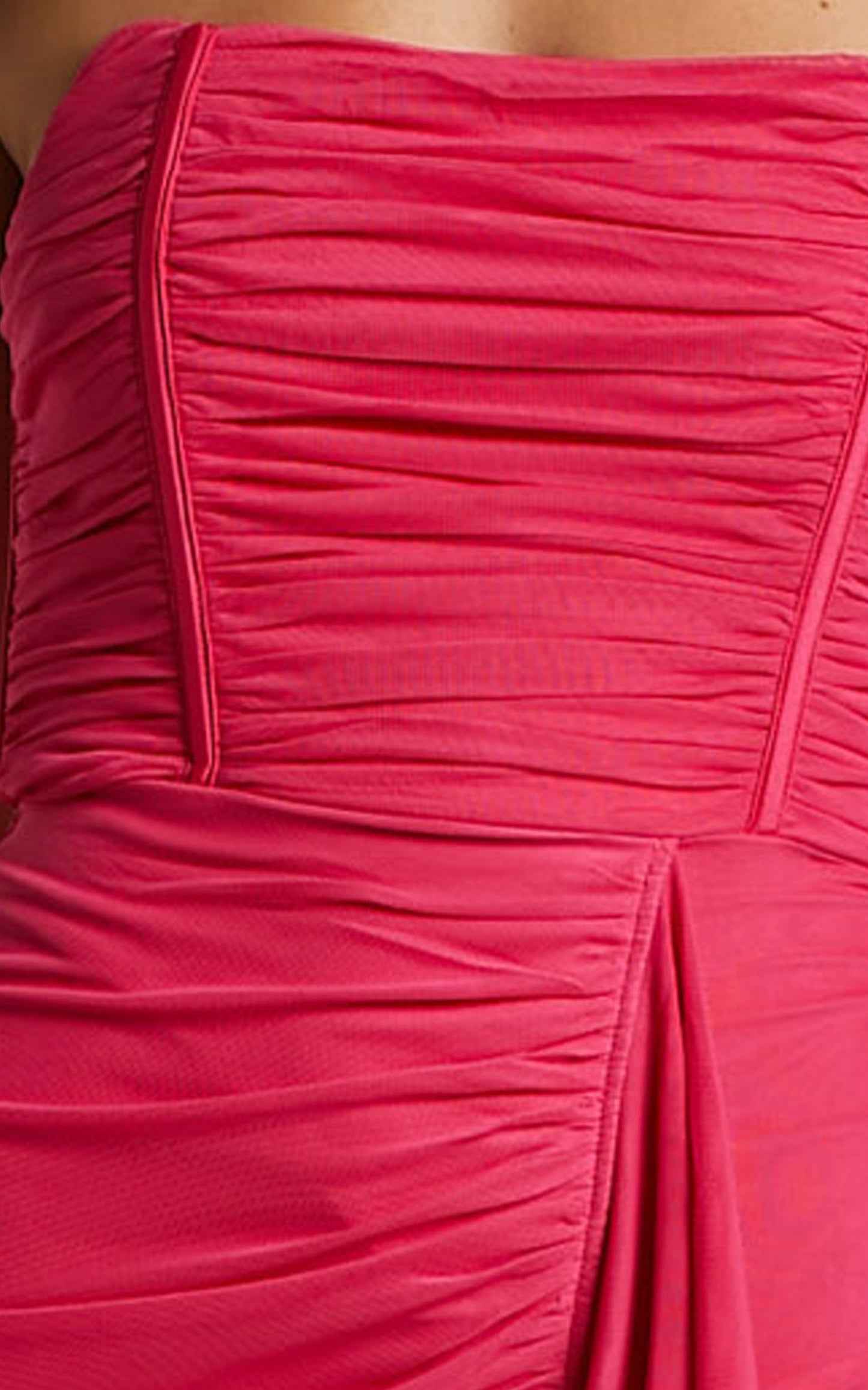 Nora Midi Dress - Corset Detailing Dress in Hot Pink