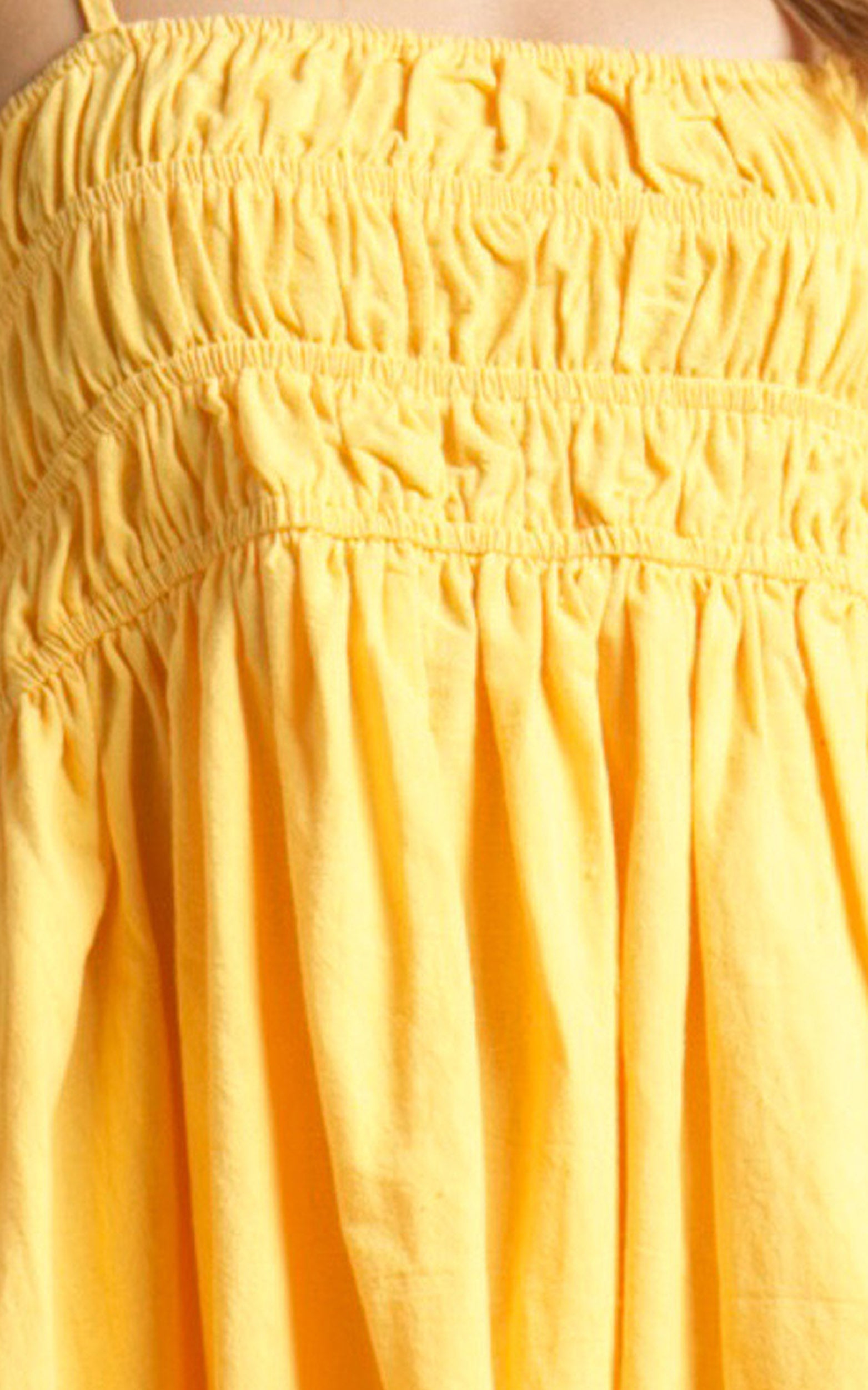 Aicee Mini Dress - Strappy Straight Neck Elastic Bodice in Yellow