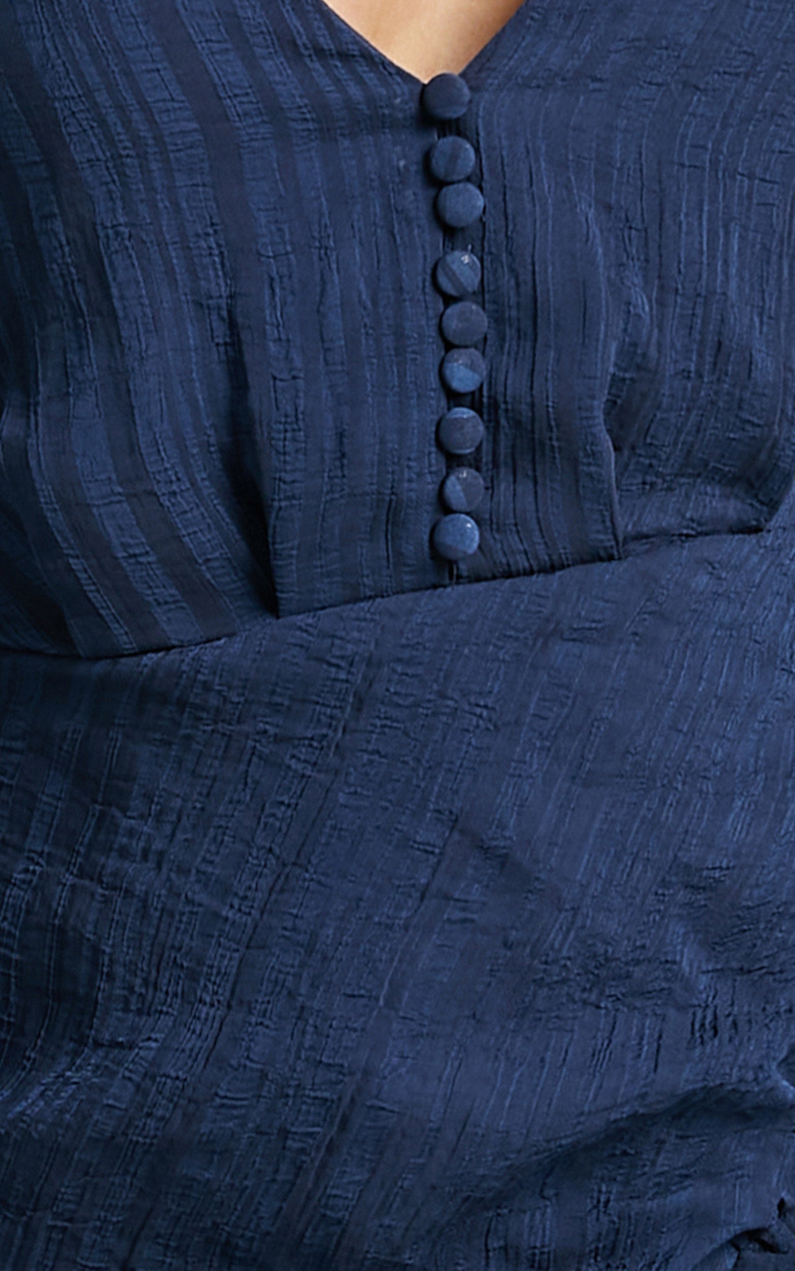 Amoretta Mini Dress - Textured Chiffon with Frills in Navy