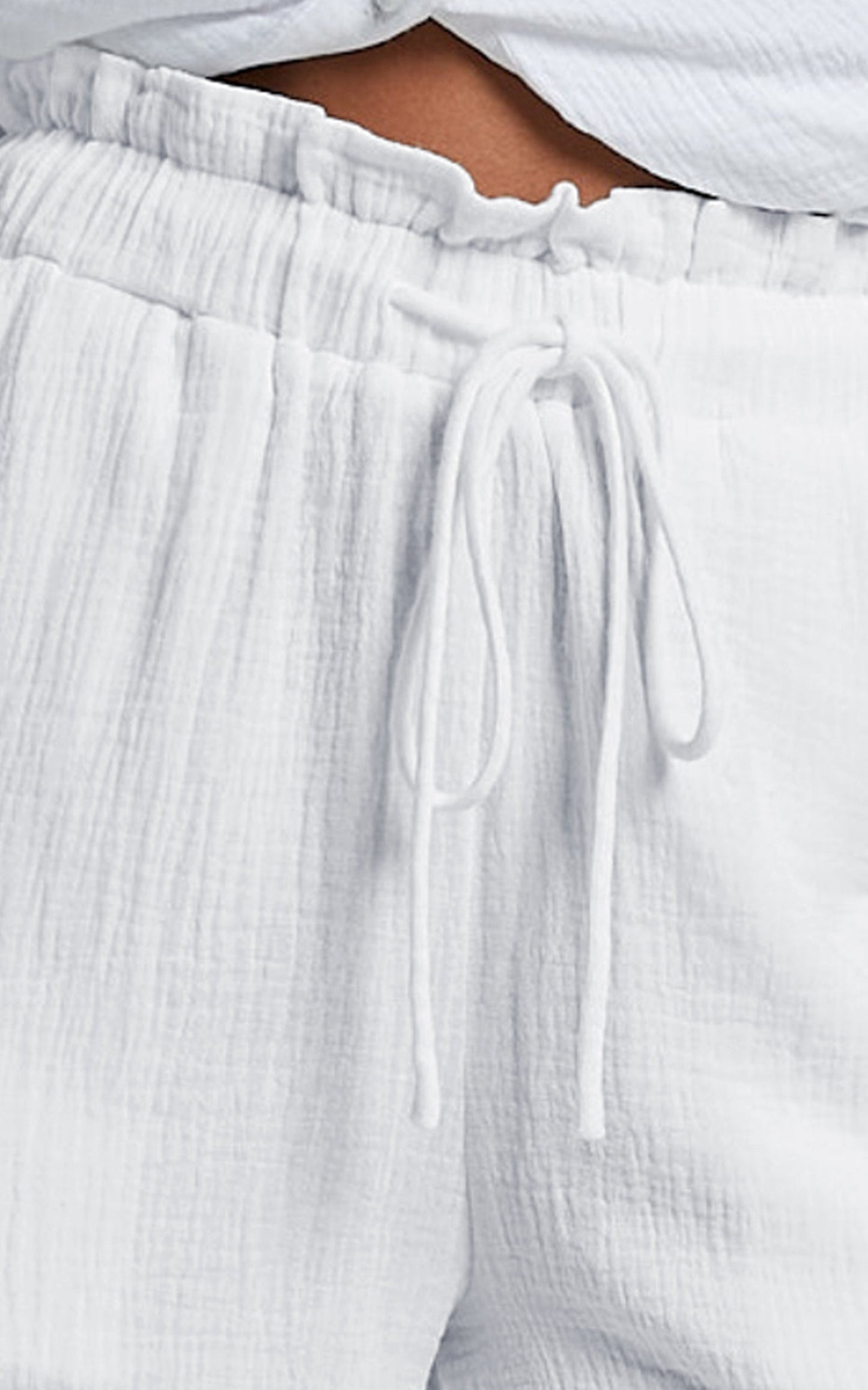 Donita Pants - Muslin Drawstring Relaxed Pants in White