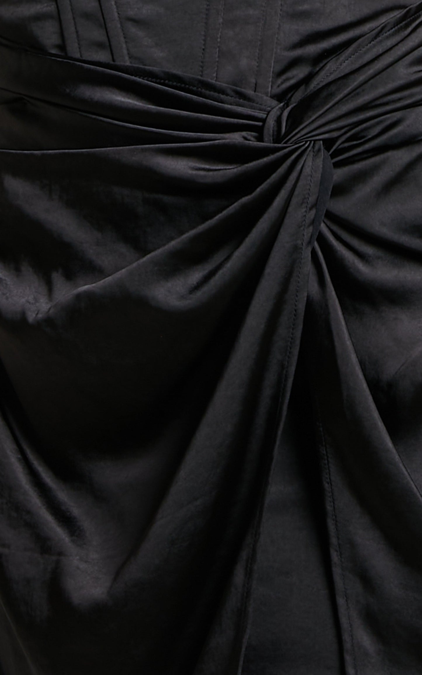 Roxzaye Mini Dress - Strapless Bustier Drape Skirt Dress in Black