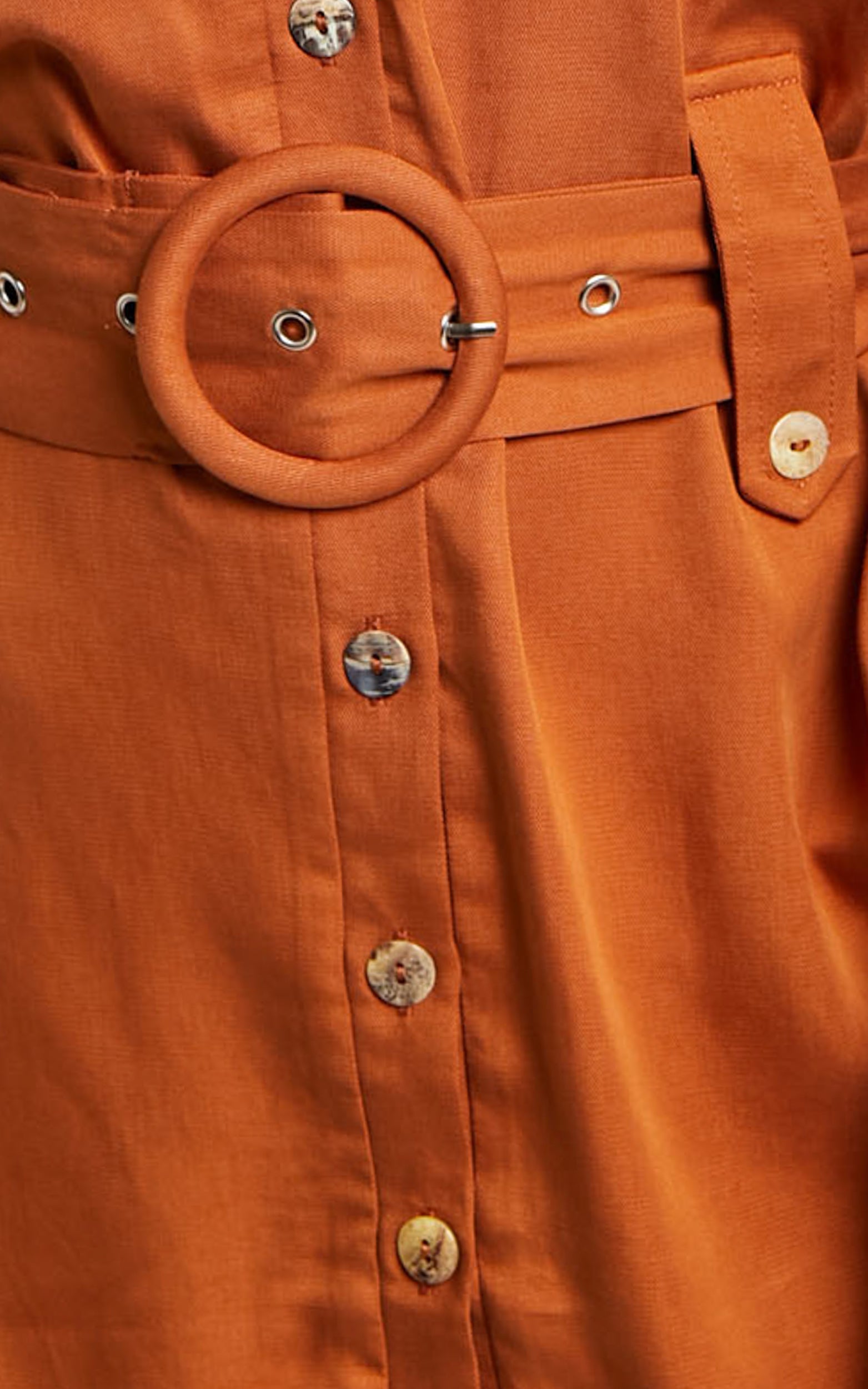 Amalie The Label - Ambroise Linen Blend Belted Long Sleeve Longline Shirt in Earth