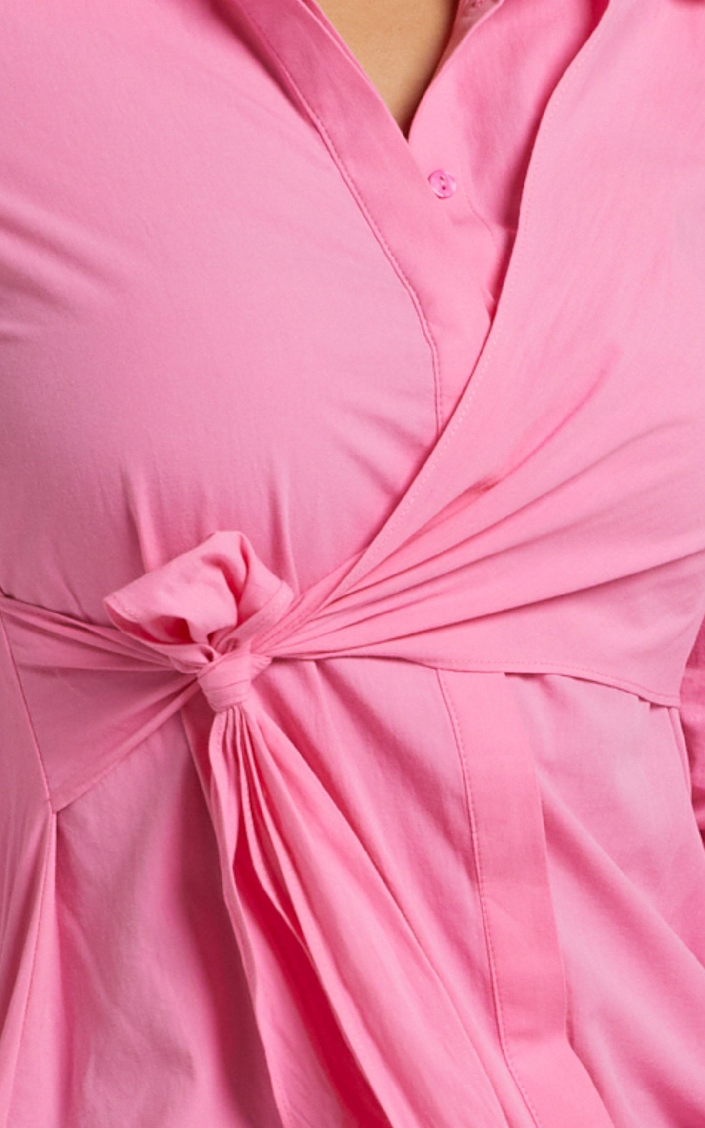 Eugene Collared Shirt Dress in Bubble Gum Pink