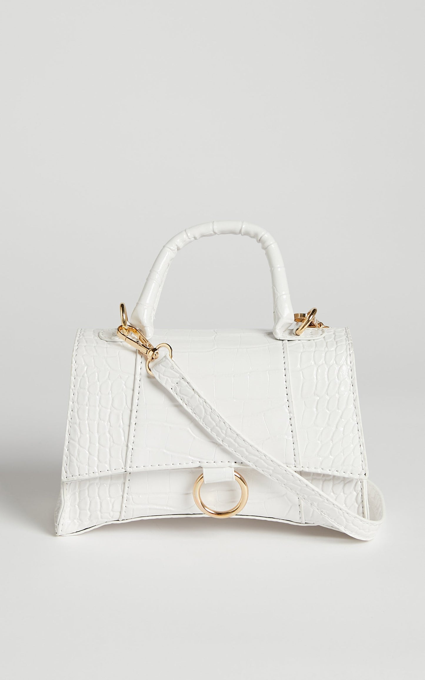 Fannie Bag - Croc Crossbody Bag in White
