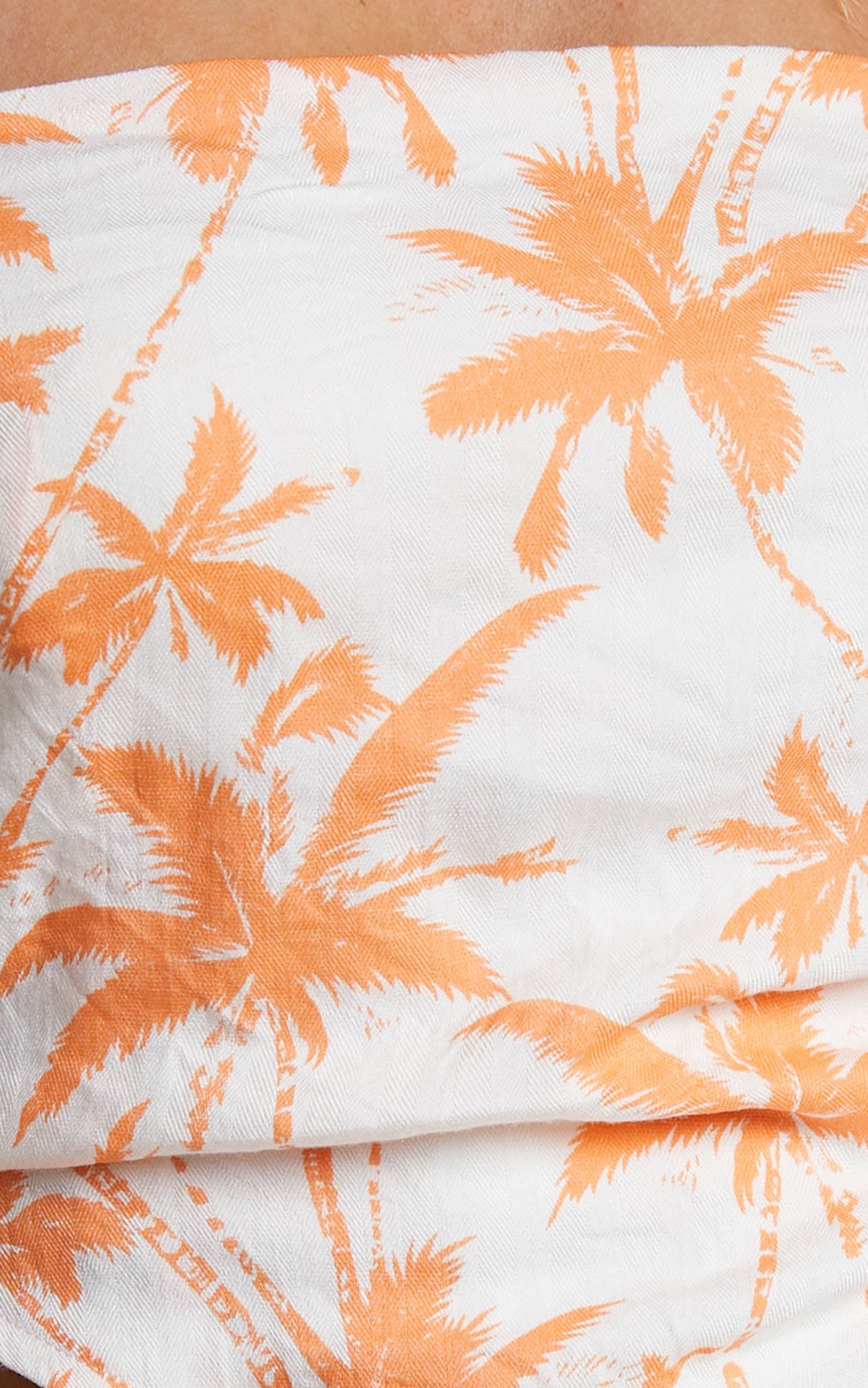 Fayella Top - Strapless Scarf Bandeau Top in Orange Palm
