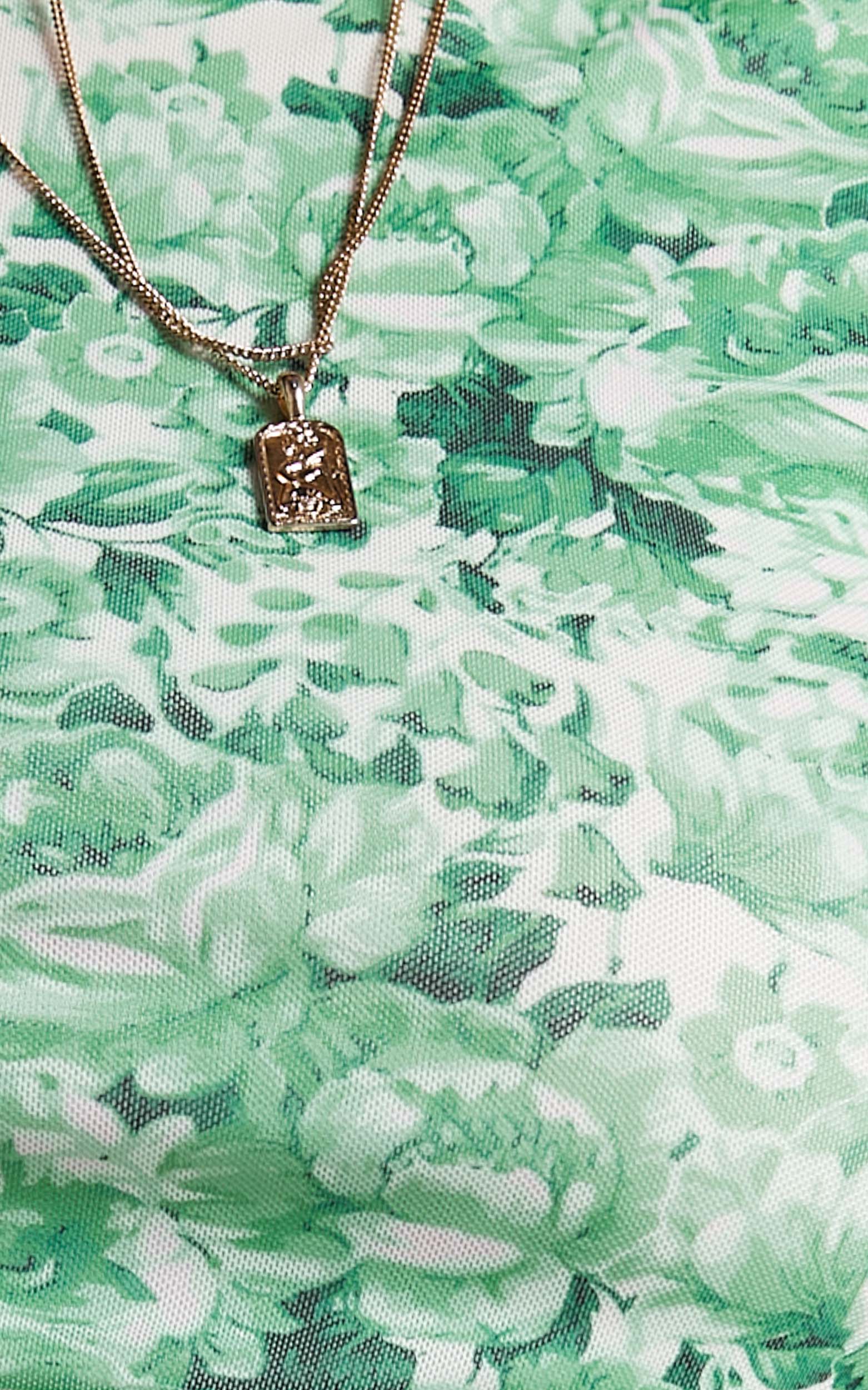 Fergal Top - Mesh Crop Top in Green Furnishing Floral