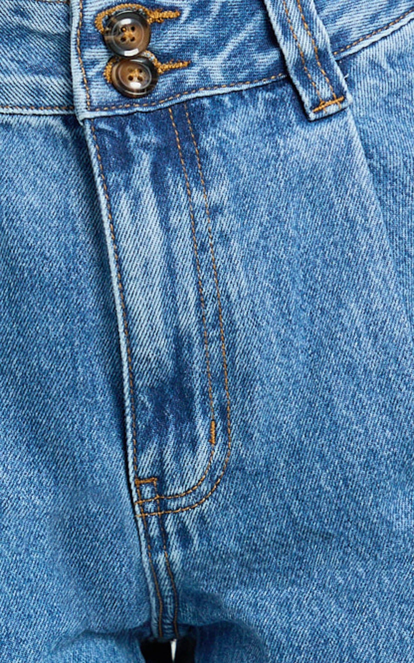 Fergie Jeans - Denim High Waisted Straight Leg Denim Jeans in Mid Blue Wash