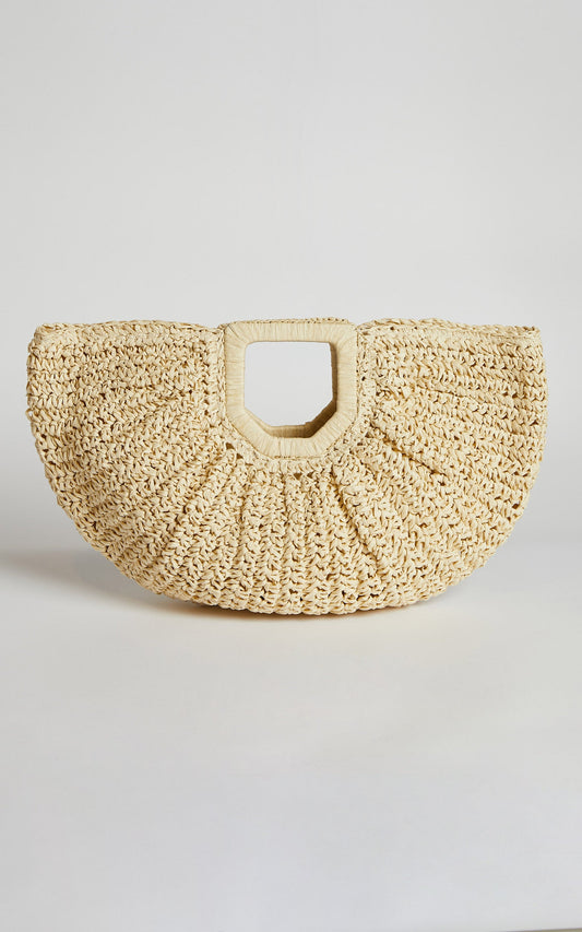 Finnegan Half Moon Straw Bag in Cream