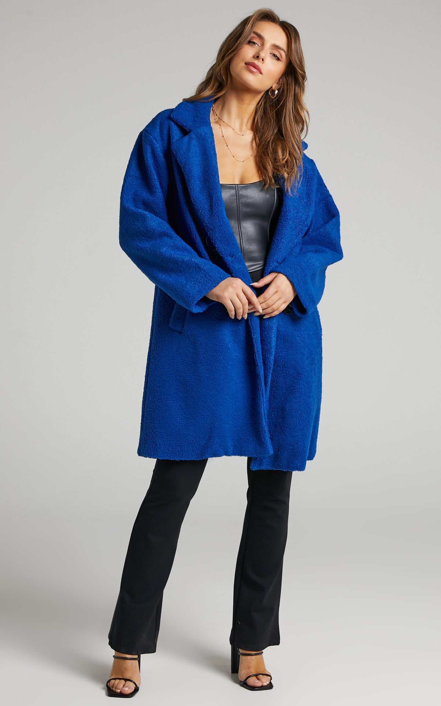 Florella Teddy Coat in Cobalt
