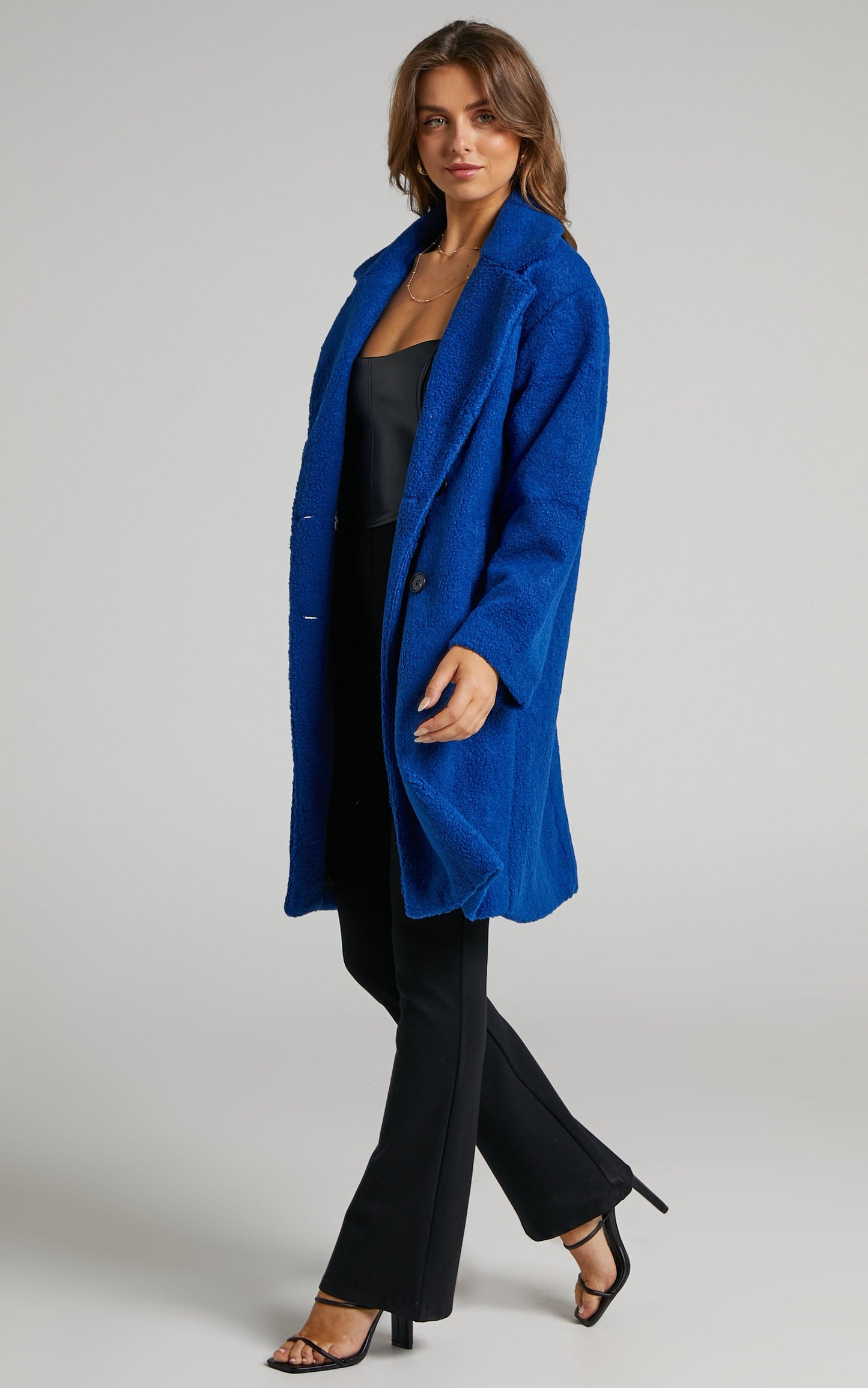 Florella Teddy Coat in Cobalt