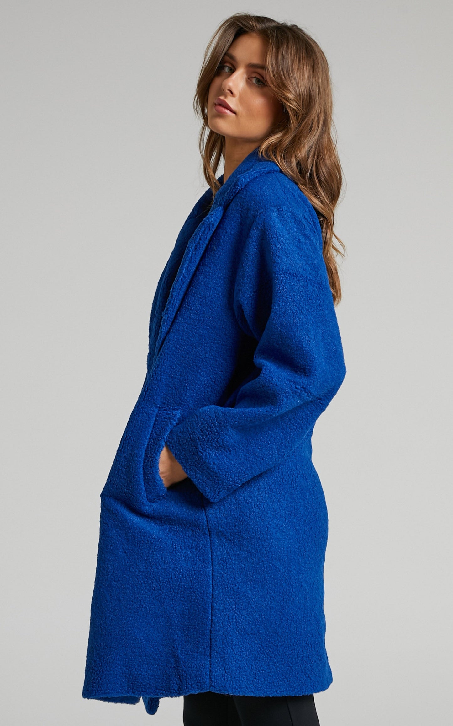 Florella Teddy Coat in Cobalt
