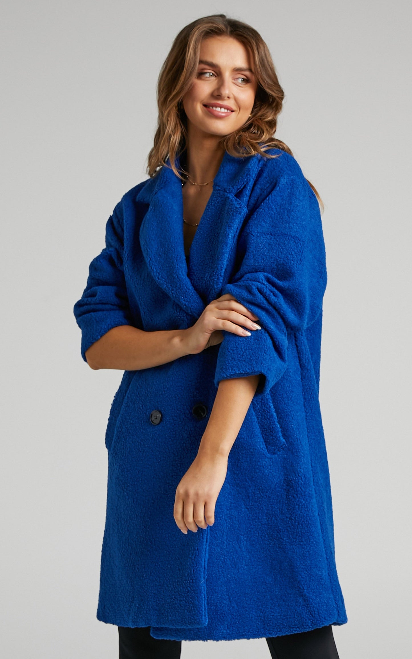 Florella Teddy Coat in Cobalt