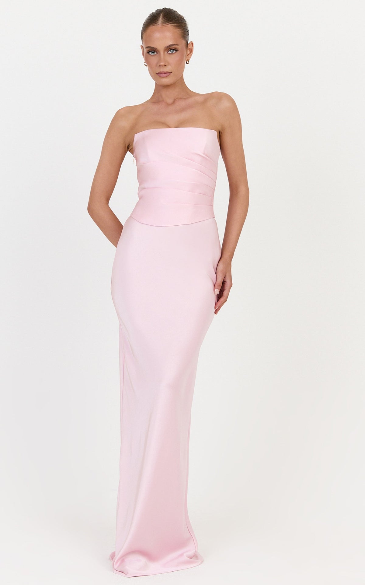 Francesca Maxi Skirt - Bias Cut Slip Skirt in Pink