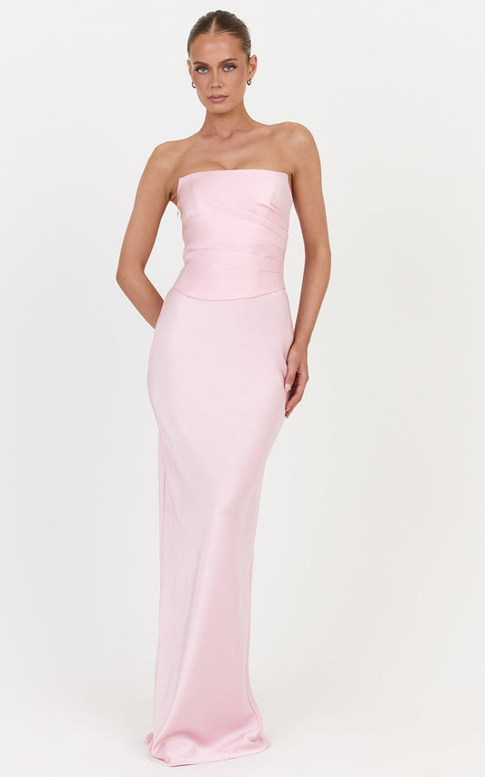 Francesca Maxi Skirt - Bias Cut Slip Skirt in Pink