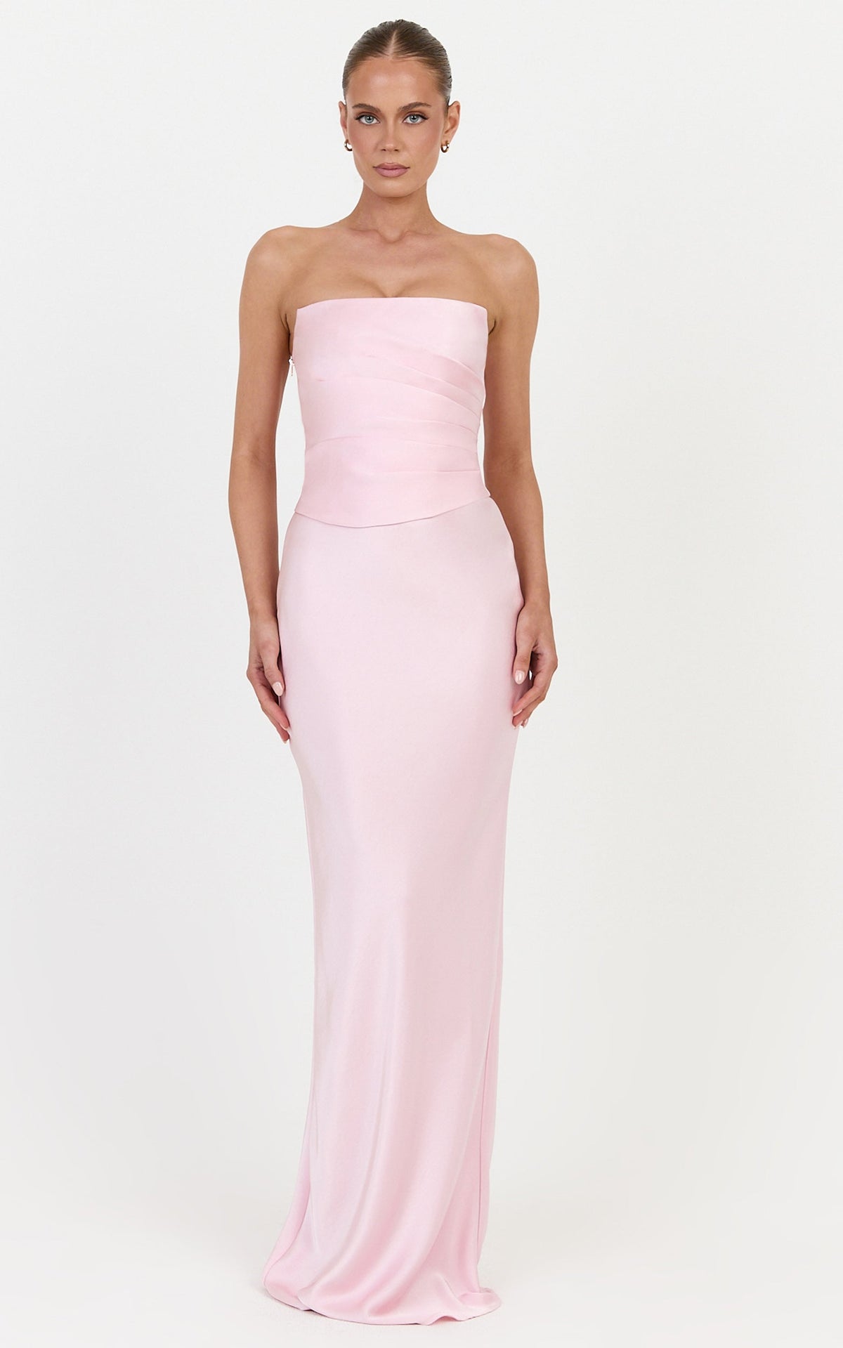 Francesca Top - Draped Satin Bustier Top in Pink