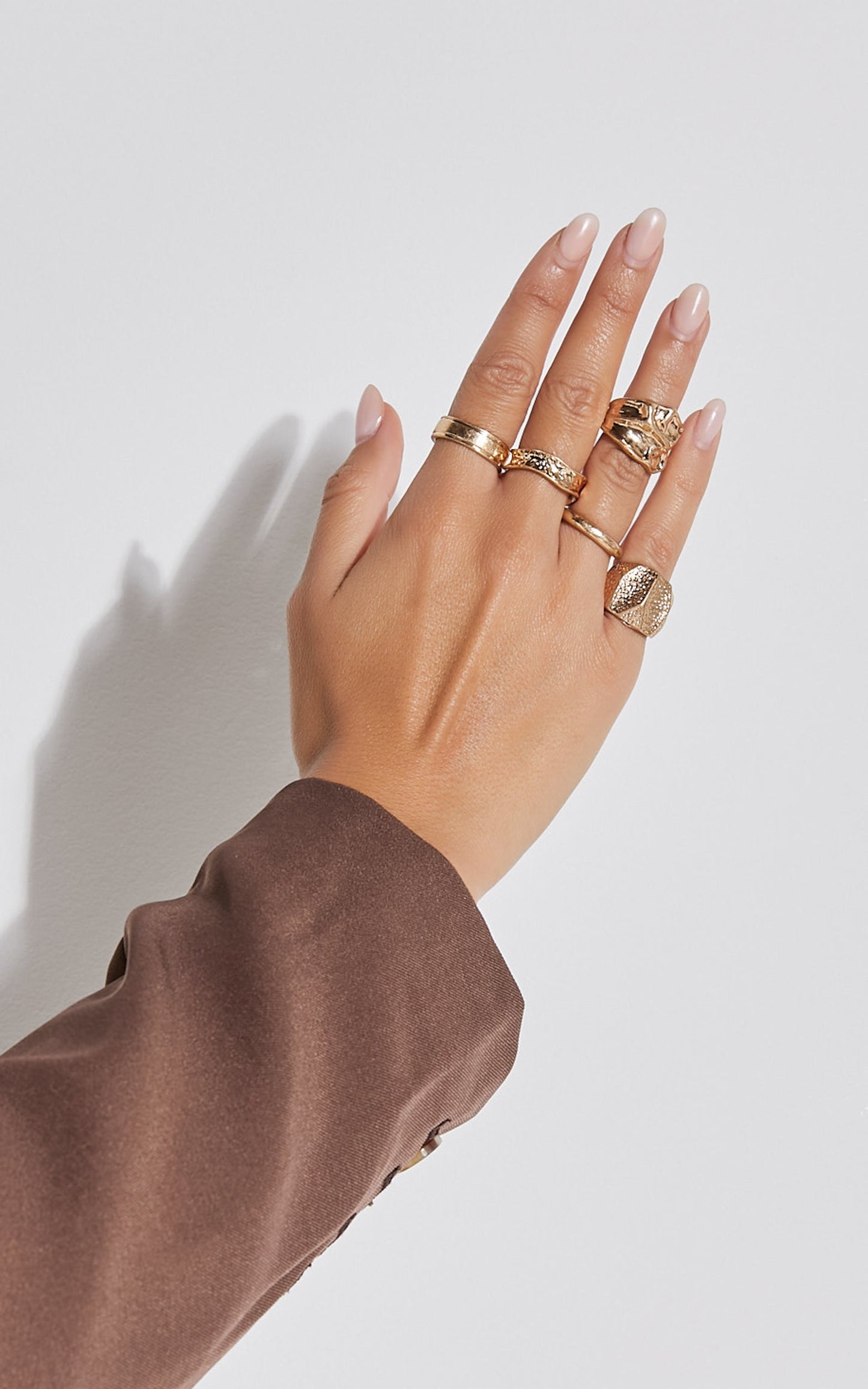 Francine 5 Pack Rings - Textured Chunky Rings in Gold