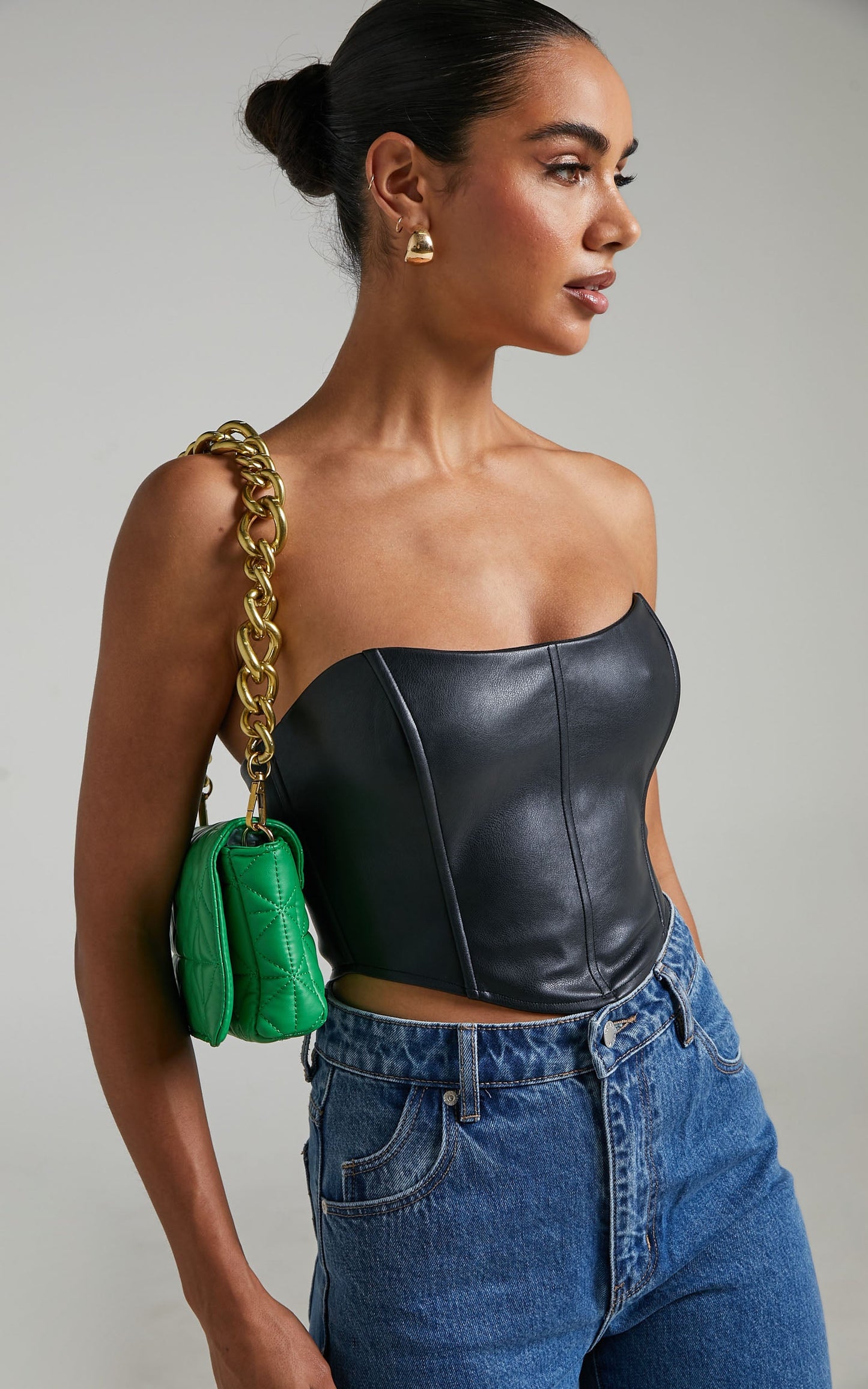 Francine Quilted Shoulder Bag in Green