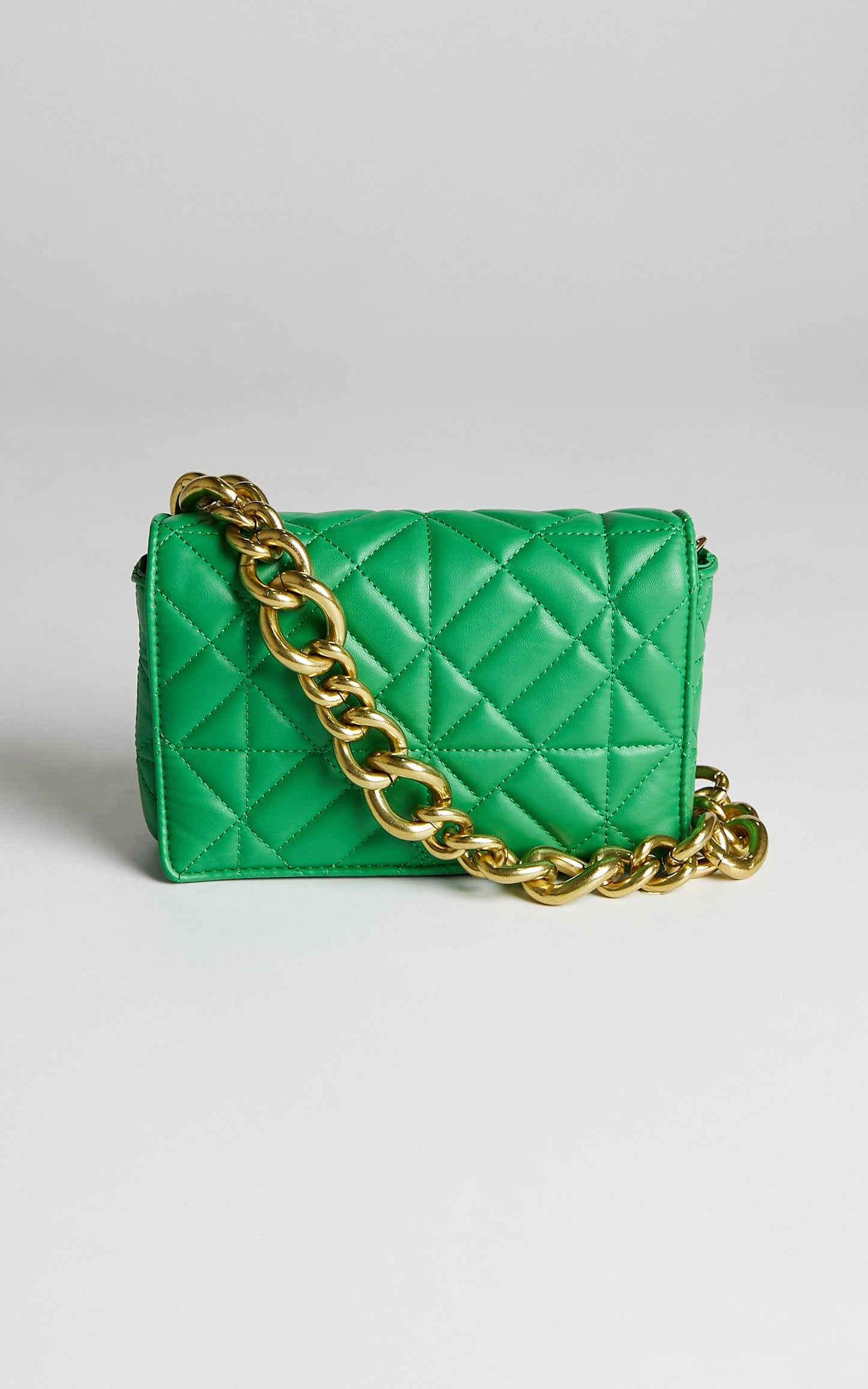 Francine Quilted Shoulder Bag in Green