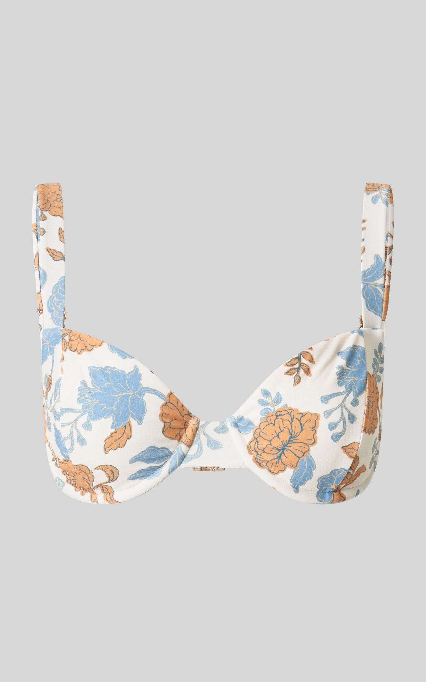 Amalie The Label - Gaia Nylon Reversible Balconette Bikini Top in Valencia Floral/Chieti Check