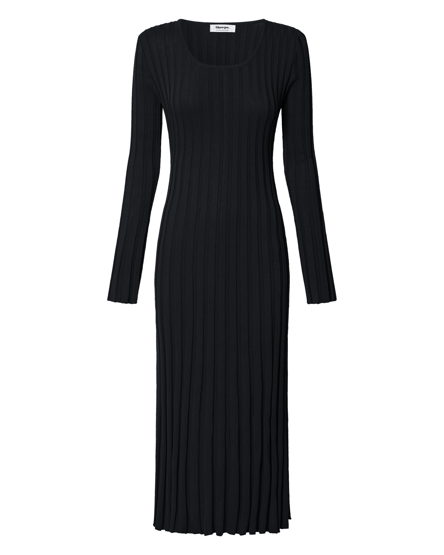 Blaire Midi Dress - Long Sleeve Tie Back Flare Dress in Black