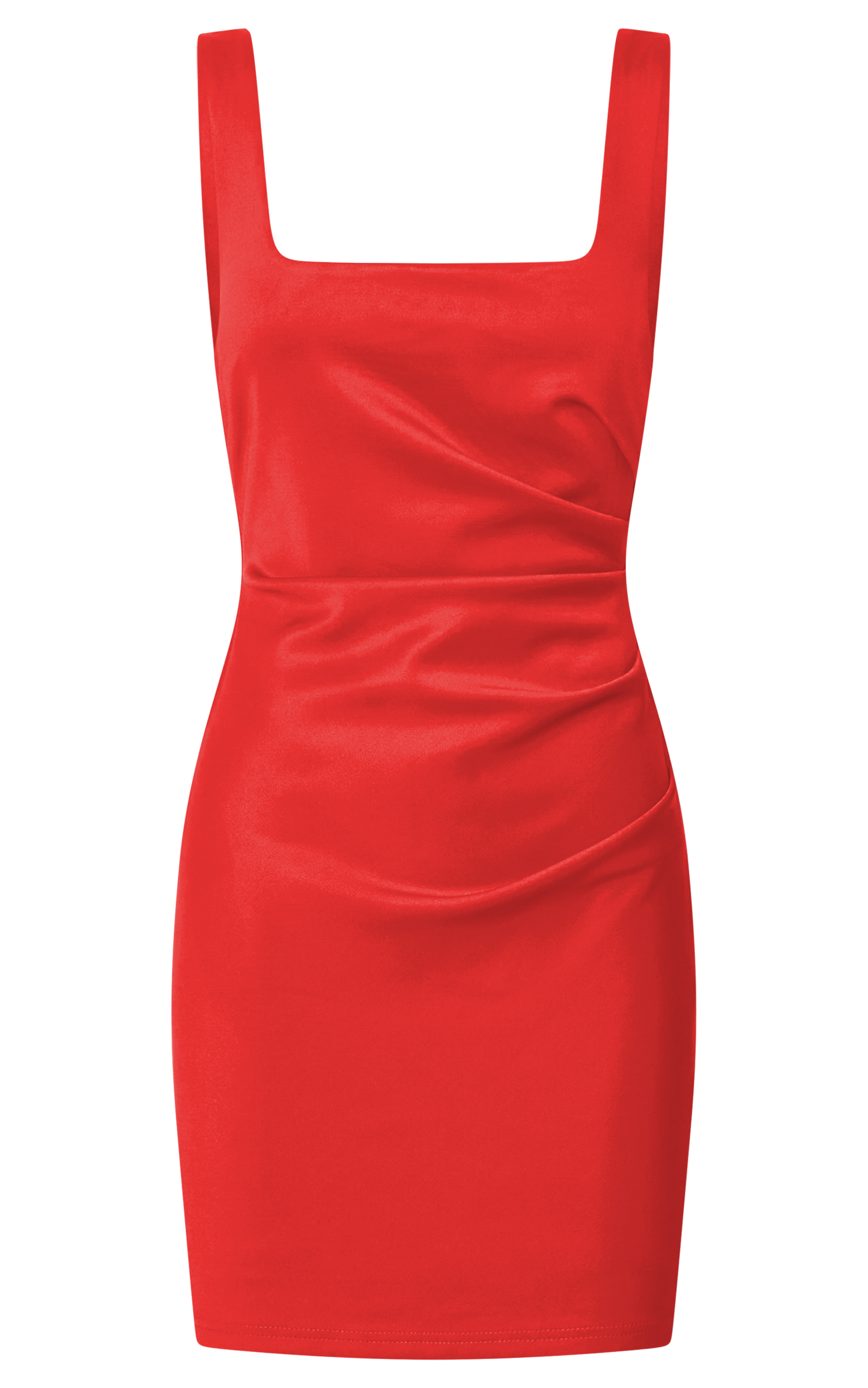 Big Love Mini Dress - Square Neck Bodycon Dress in Red