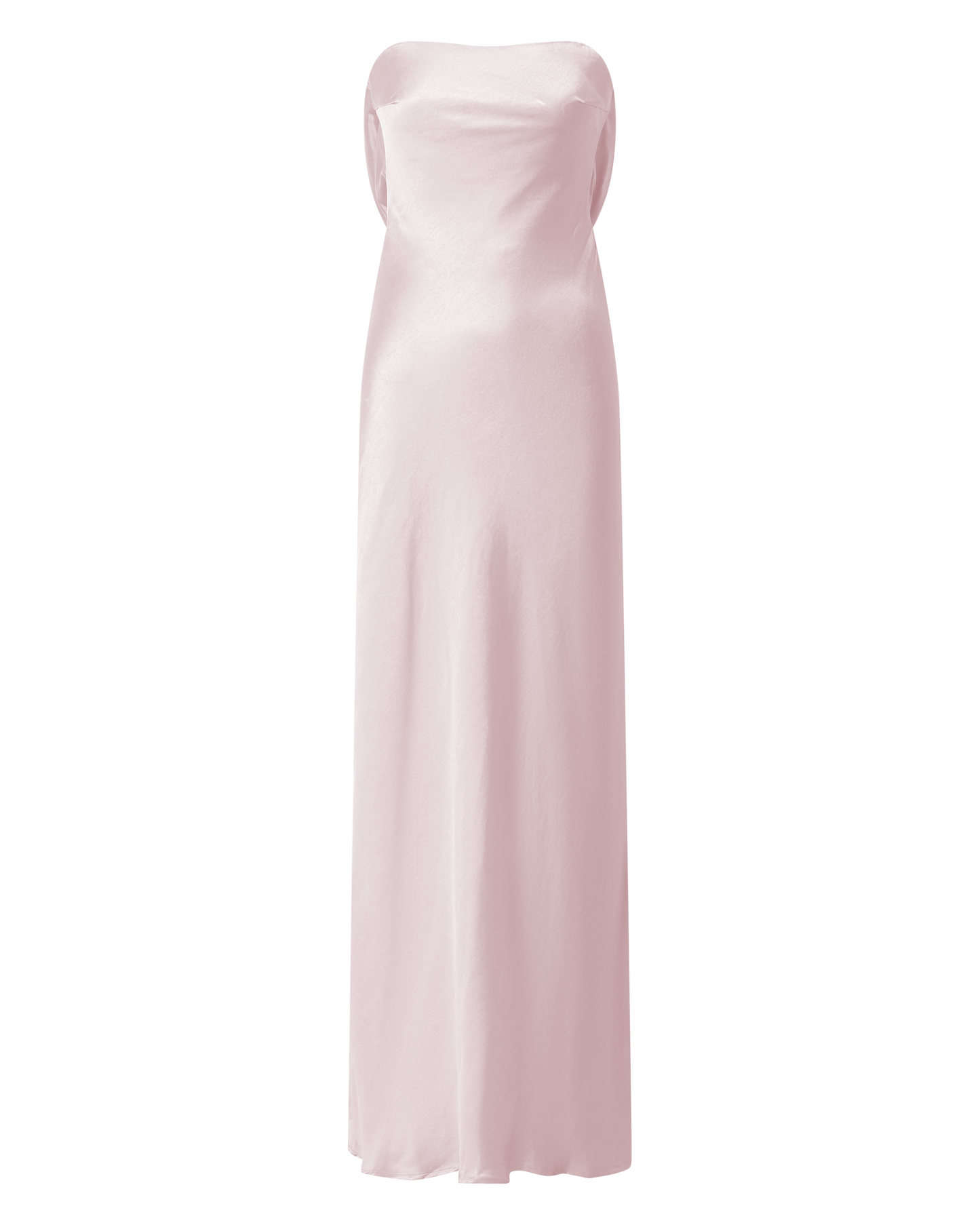Charlita Maxi Dress - Strapless Cowl Back Satin Dress in Pale Pink
