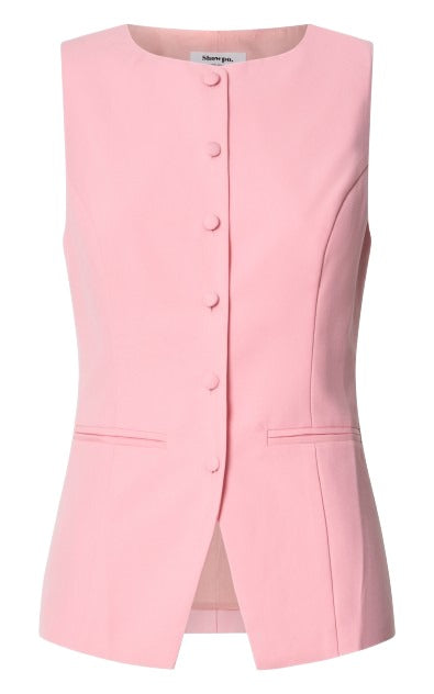 Desi Top - Longline Crew Neck Vest Top in Pale Pink