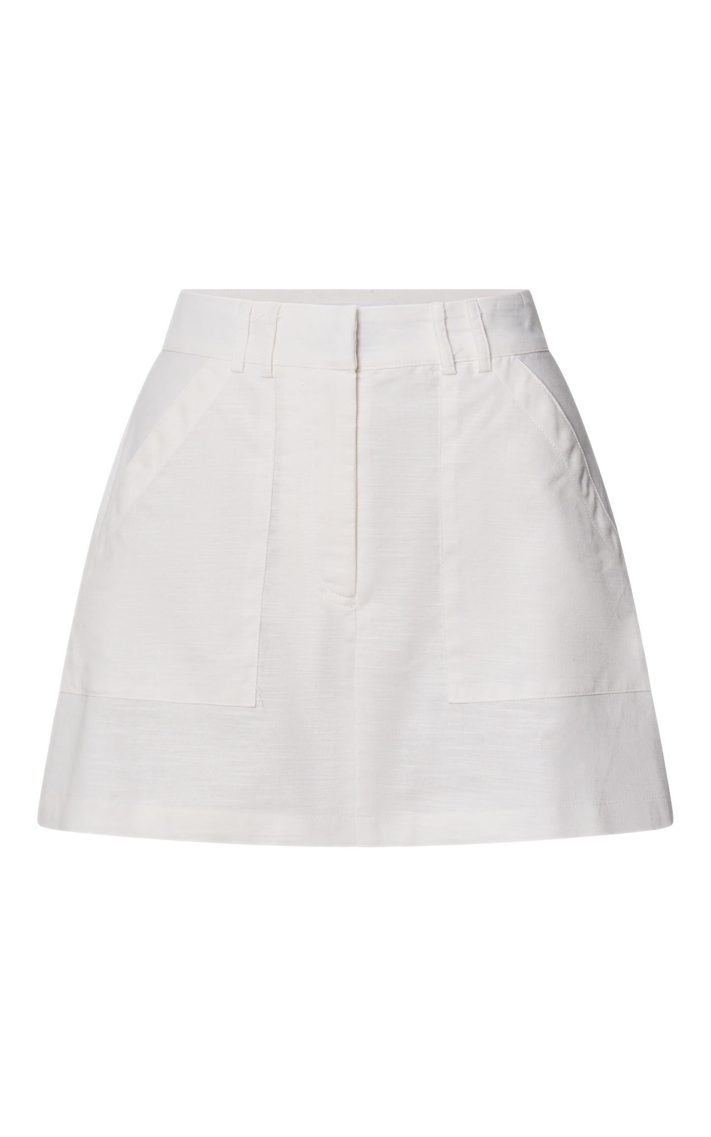 Dream Linen Blend Skort - High Waisted A Line Skort in Off White