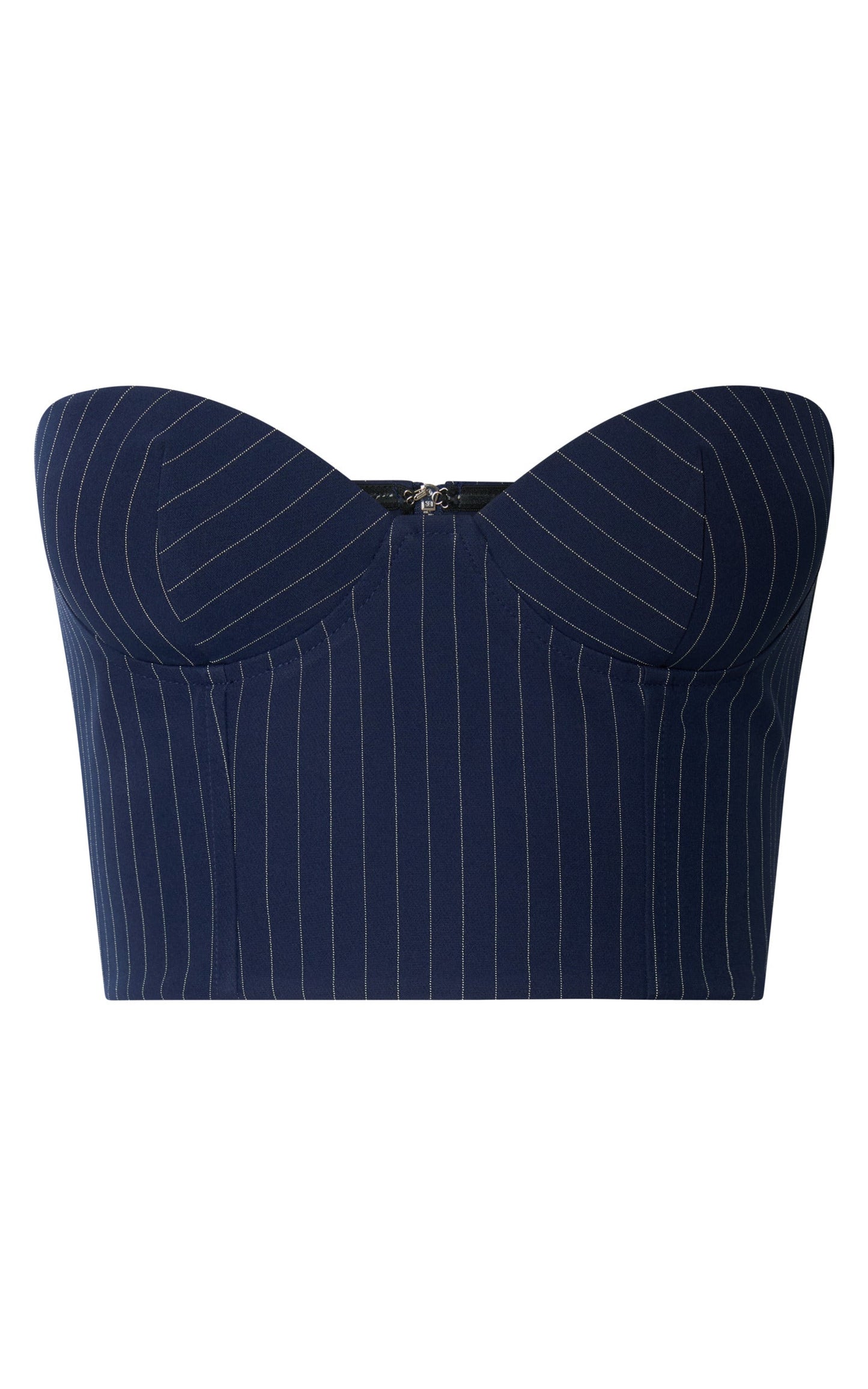 Elliot Top - Pinstripe Strapless Underwire Corset Top in Navy