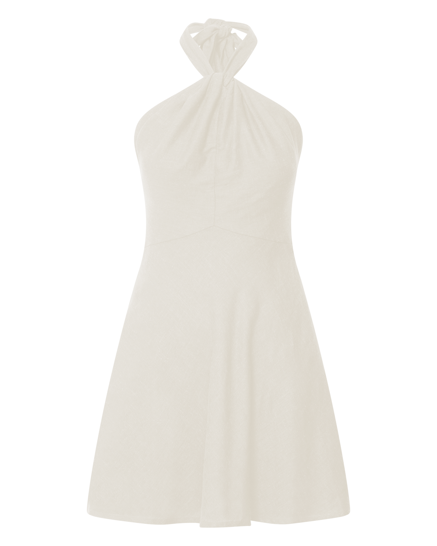 Louie Mini Dress - Linen Halter Neck Dress in Natural