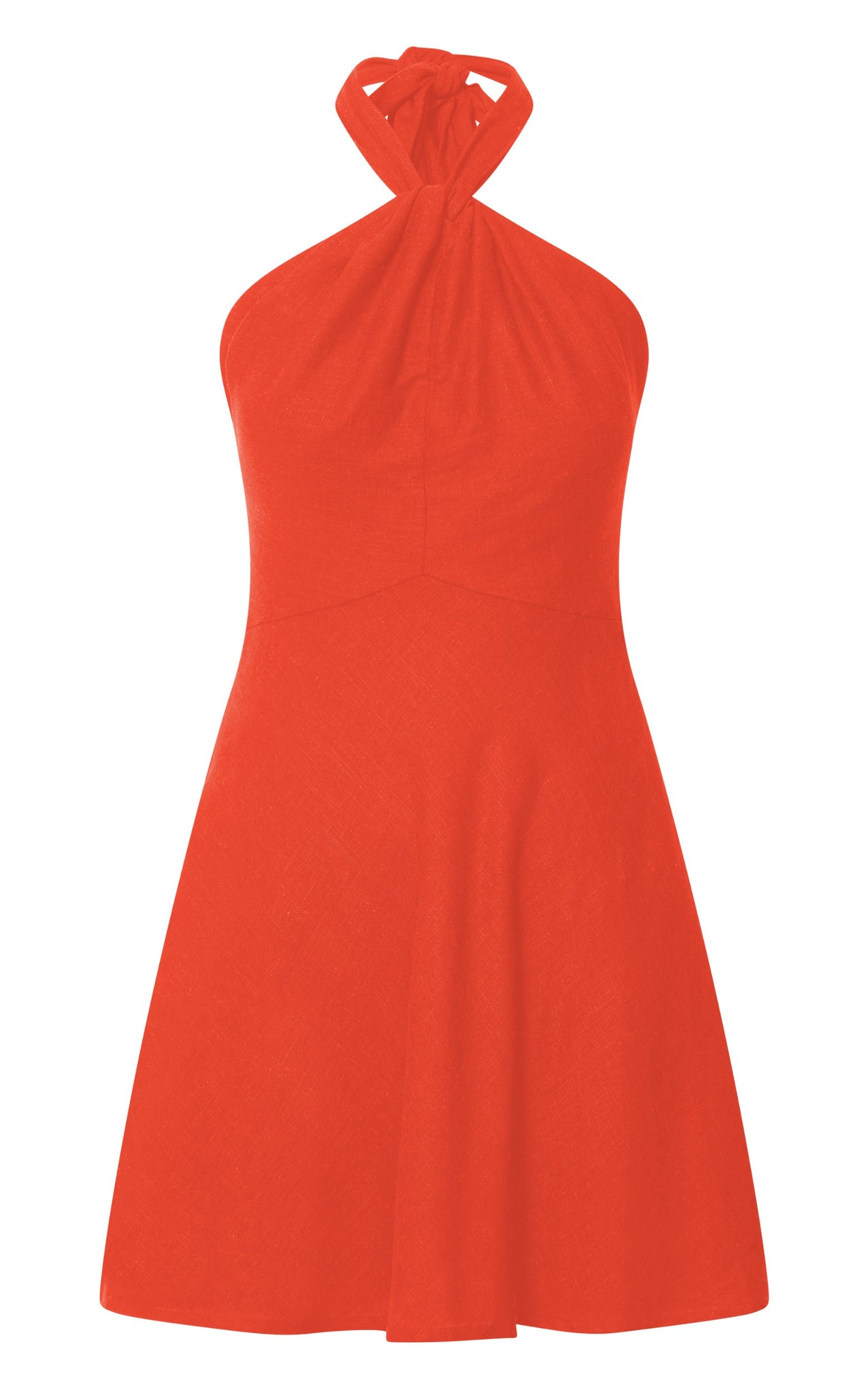 Louie Mini Dress - Linen Halter Neck Dress in Orange